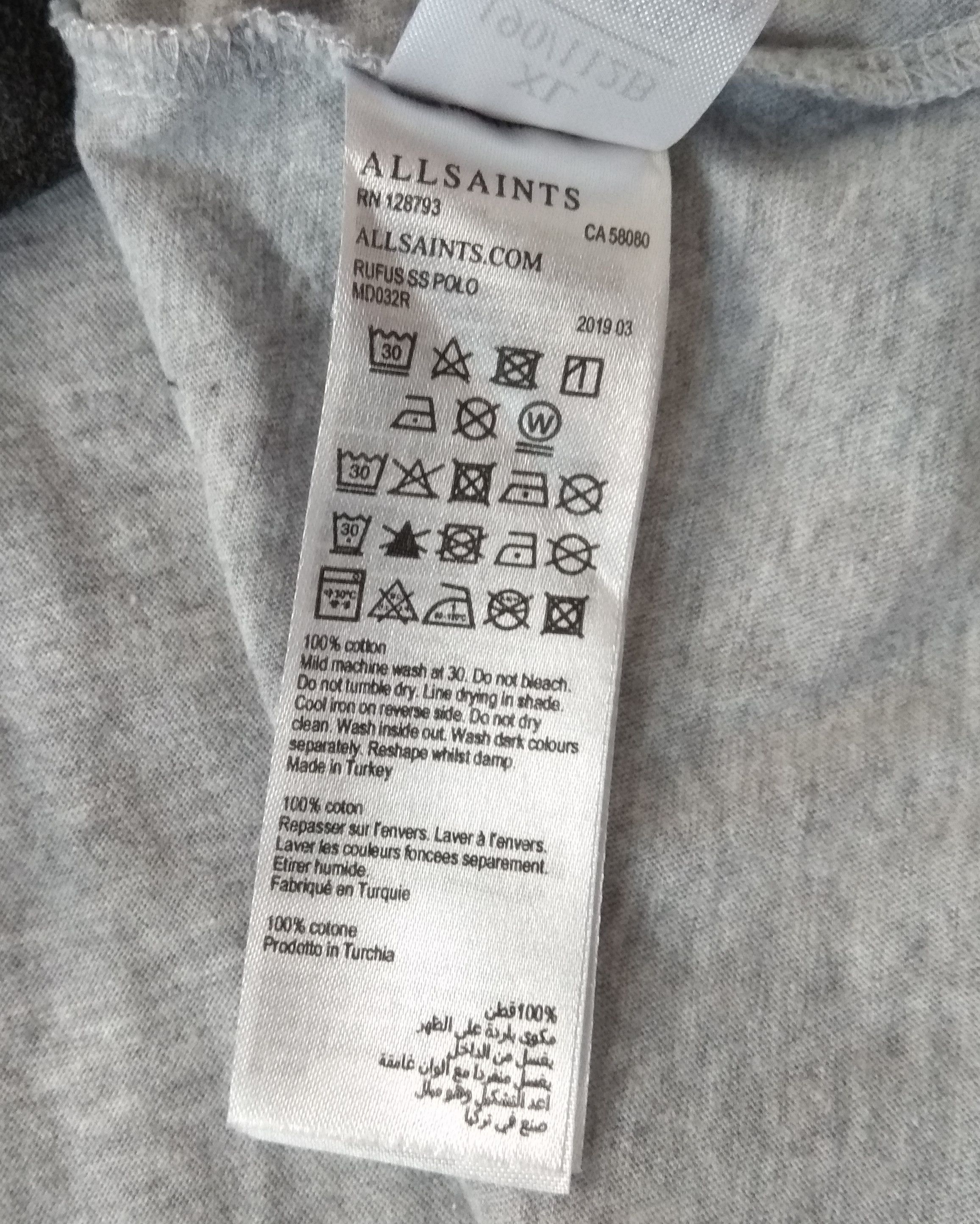 Allsaints AllSaints Rufus Polo Tee T Shirt size XL Size US XL / EU 56 / 4 - 8 Thumbnail