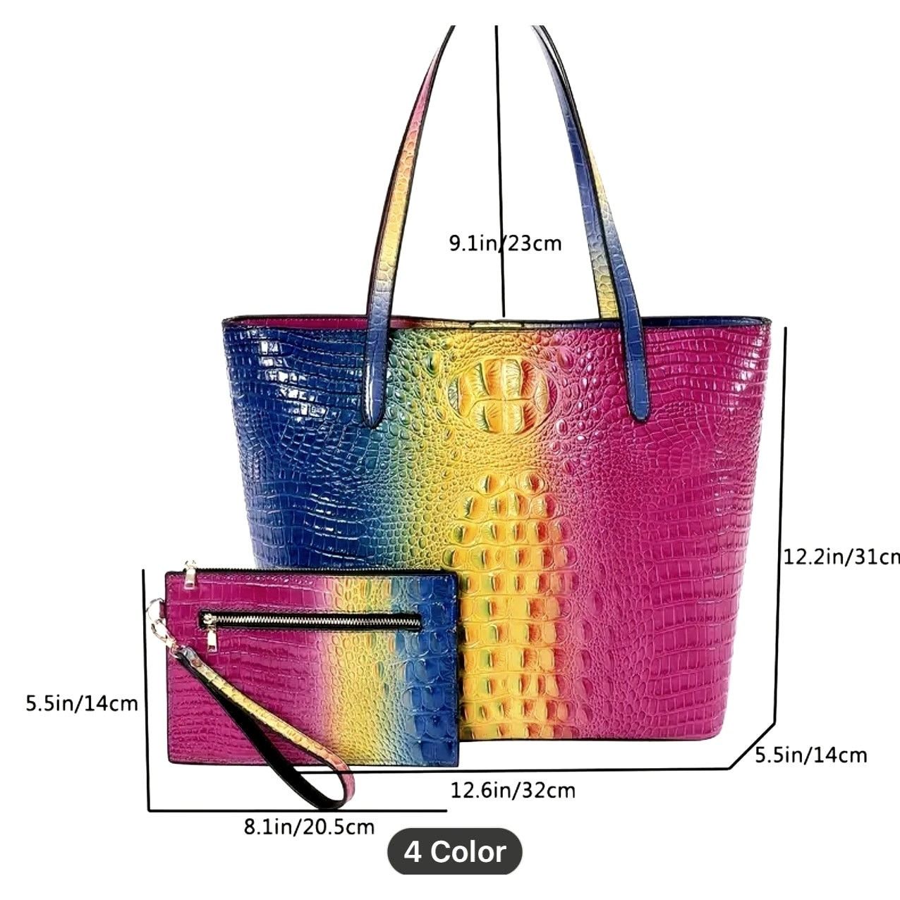 Other Colorblock Gradient Large Shoulder Handbag w/clutch Rose Size ONE SIZE - 6 Thumbnail