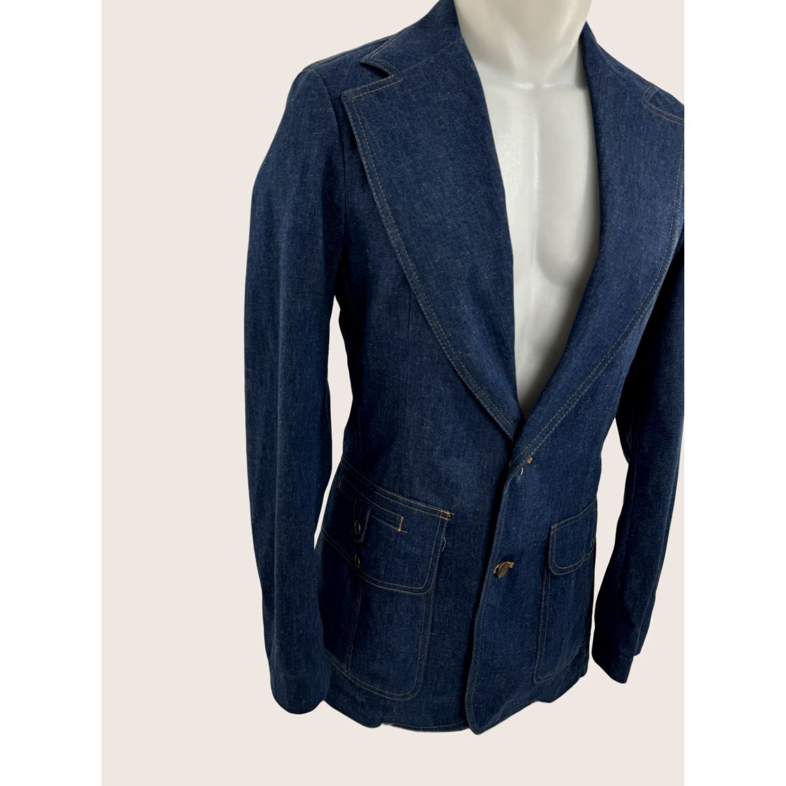Lee LEE Denim Blazer Belted Vintage 38 Long Blue Cotton Men Muted 90s Jacket Womens? Size 38R - 1 Thumbnail