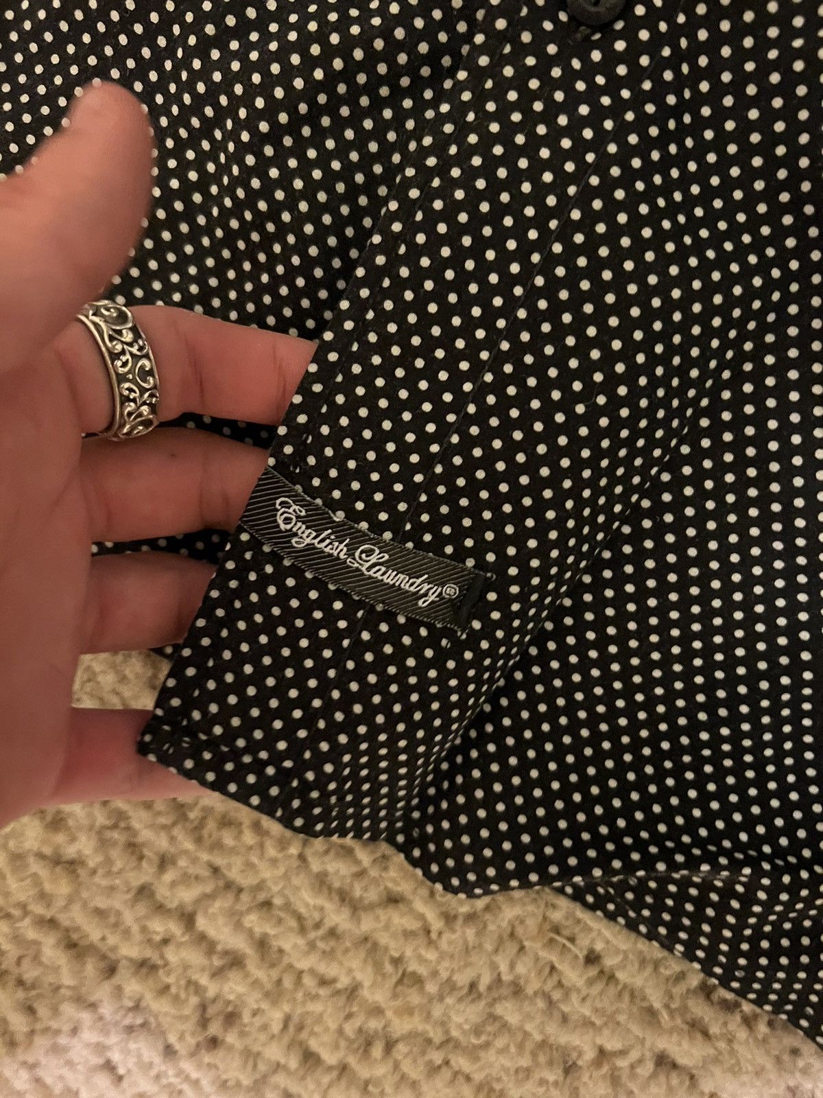 Affliction × English Laundry × Marc Ecko Englished laundry poem embroidered black white dot button up Size US M / EU 48-50 / 2 - 4 Thumbnail