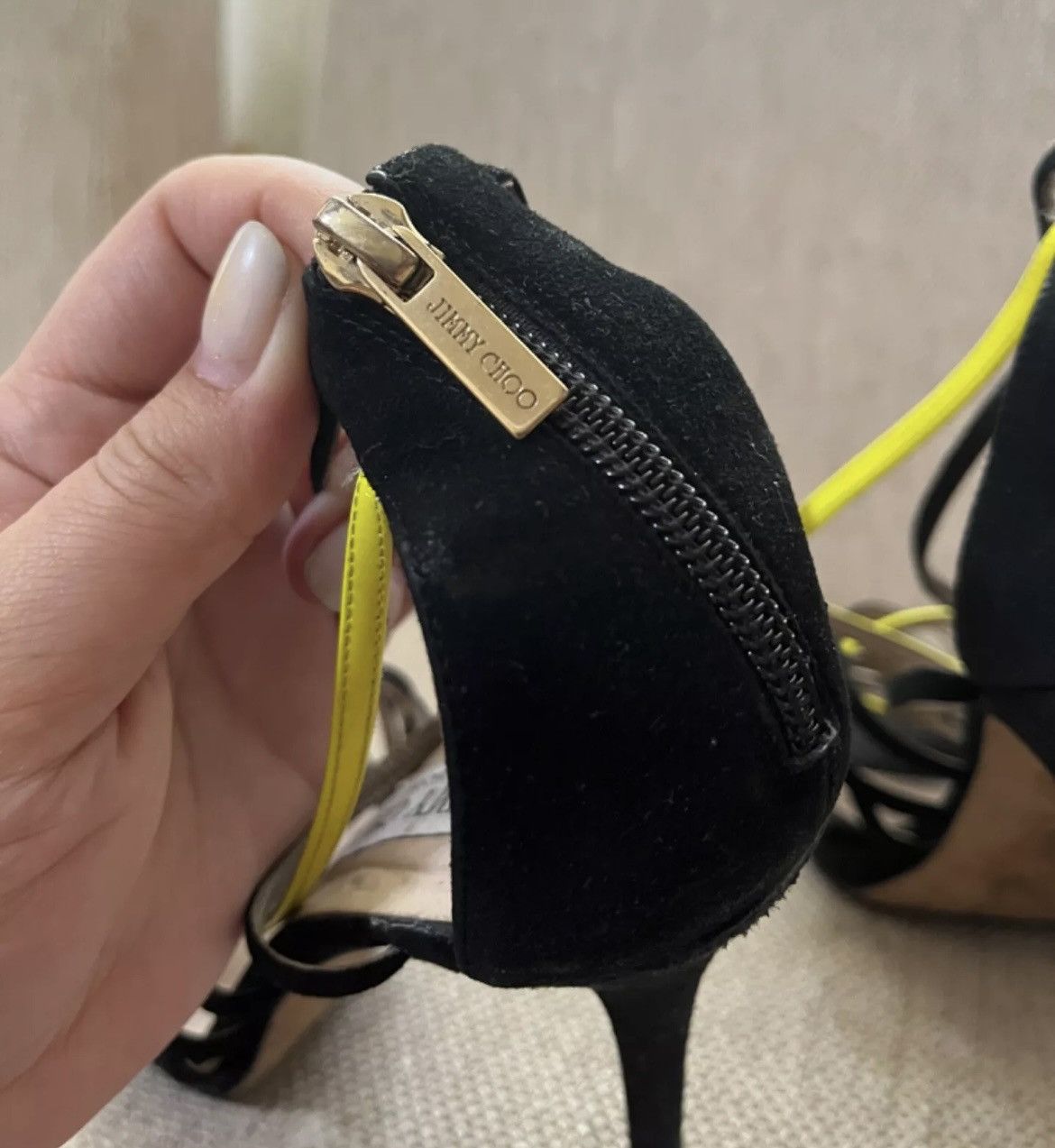 Jimmy Choo Jimmy Choo Strappy Heels Black Yellow Sandals Size US 7.5 / IT 37.5 - 4 Thumbnail