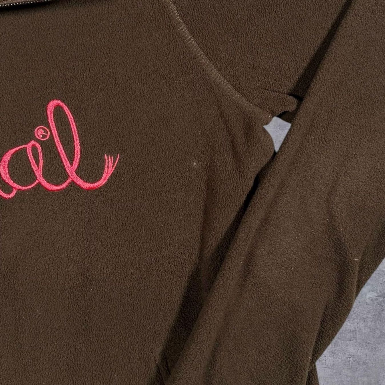 Vintage Animal Embroidered Brown Fleece 1/4 Zip Lightweight Sweatshirt Women's UK 12 Size XL / US 12-14 / IT 48-50 - 5 Thumbnail