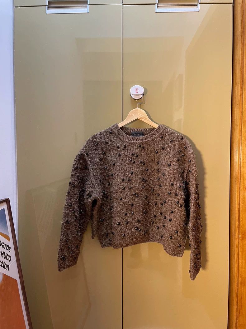 Yohji Yamamoto Yohji Yamamoto 80s Beaded Hand-Knitted Cashmere Sweater Size ONE SIZE - 1 Thumbnail