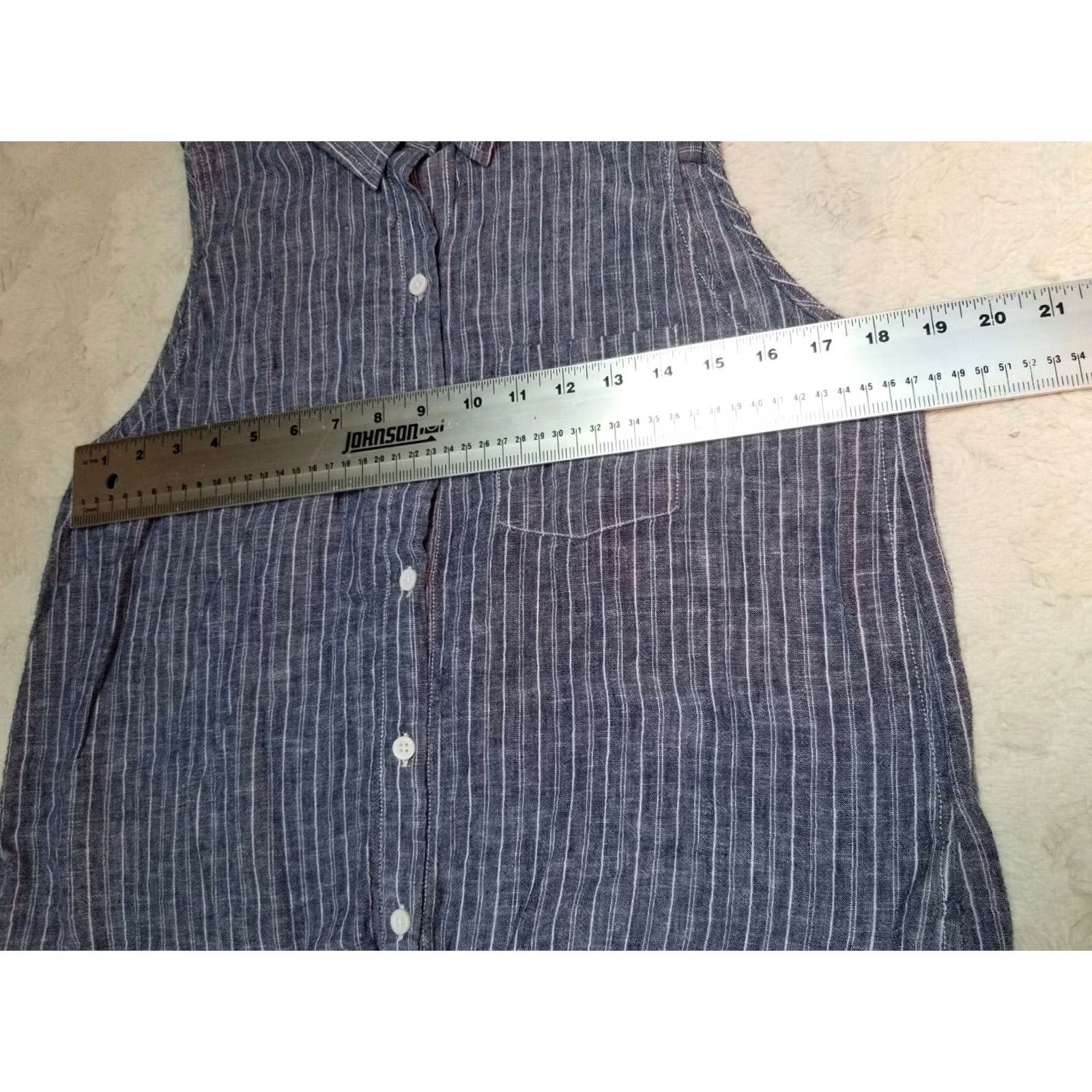 Vintage BeachLunchLounge Blue Striped Sleeveless Button-Up Top Large Size L Casual Size L / US 10 / IT 46 - 7 Thumbnail