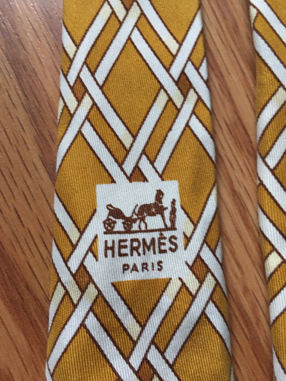 Hermes HERMES Paris Vintage Rhombus Pattern 363 EA Silk Mens Tie Size ONE SIZE - 6 Thumbnail