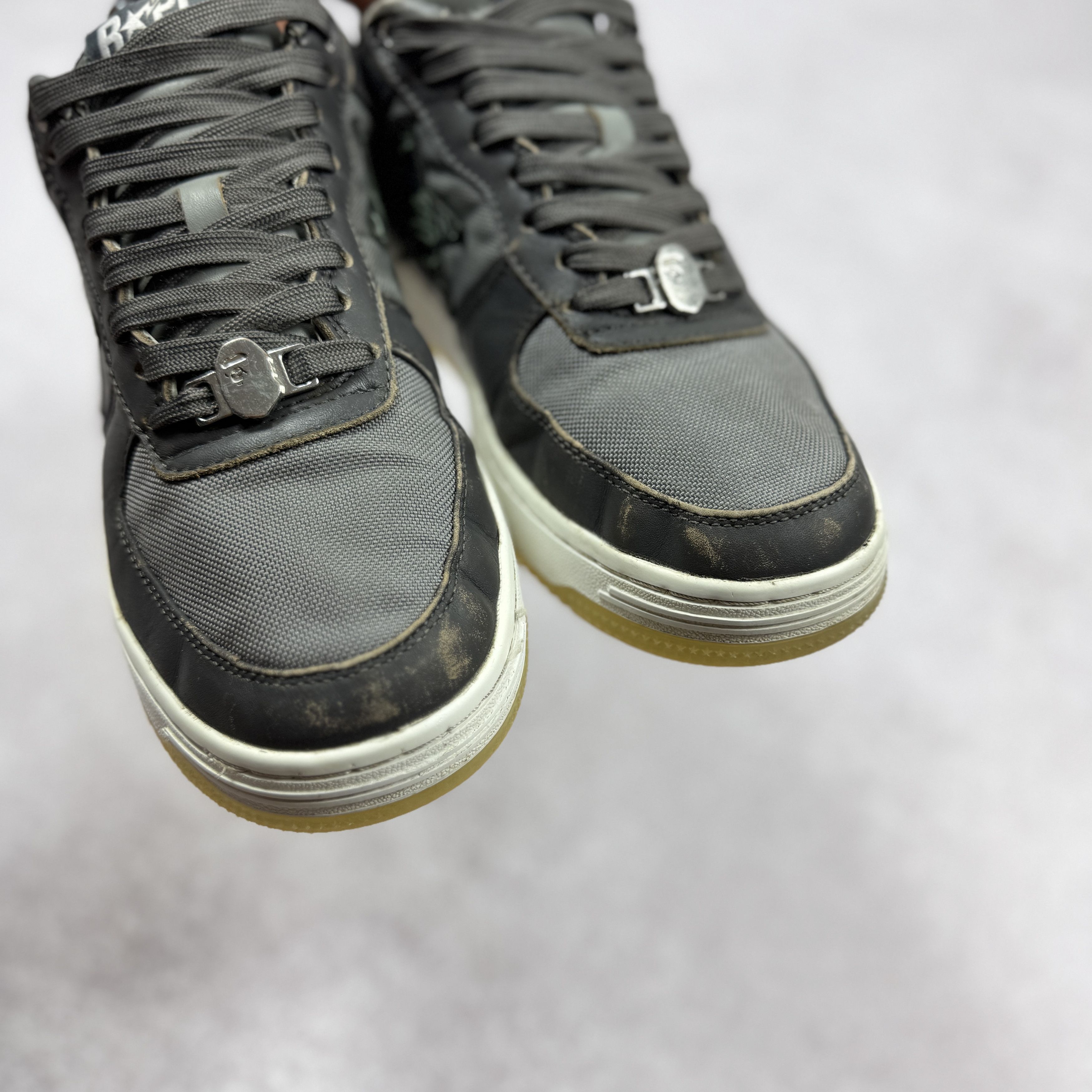 Bape Mens Bape STA #1 0ZXSHM91X007I Gray Leather Sneakers Size 42 Size US 9 / EU 42 - 6 Thumbnail