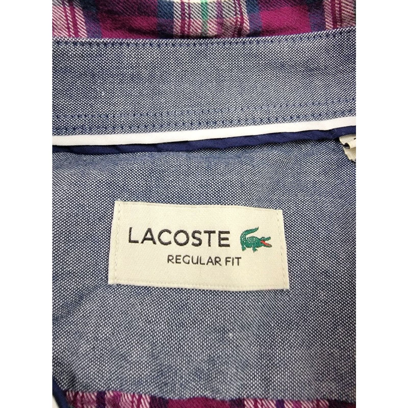 Lacoste Lacoste Button-Up Shirt Mens Small Regular Fit Long Sleeve Purple Green Plaid Shirt Size US S / EU 44-46 / 1 - 3 Thumbnail