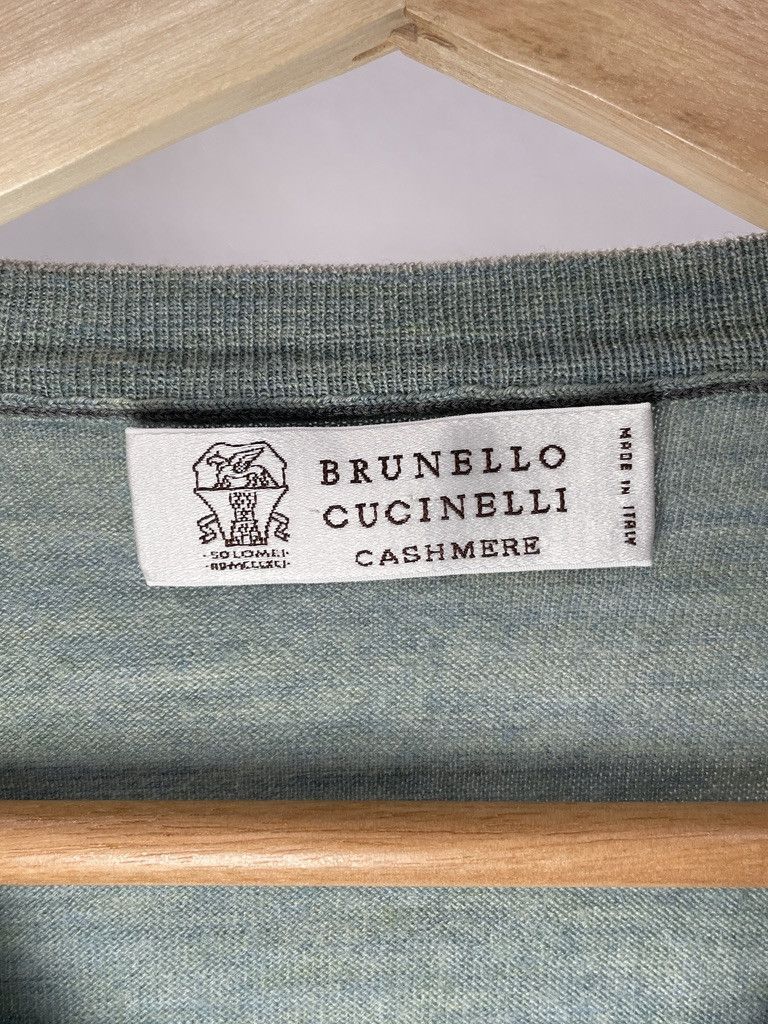 Brunello Cucinelli BRUNELLO CUCINELLI Green V Neck Cashmere Silk Sweater Size US M / EU 48-50 / 2 - 3 Thumbnail