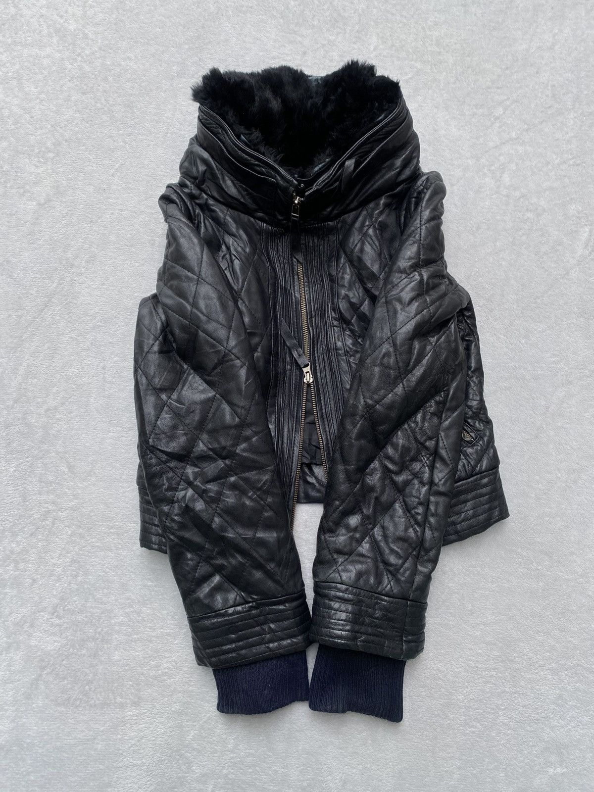 Japanese Brand 2000s Galicia / Galicie- Bono Fur Quilted Leather Jacket Size S / US 4 / IT 40 - 13 Thumbnail
