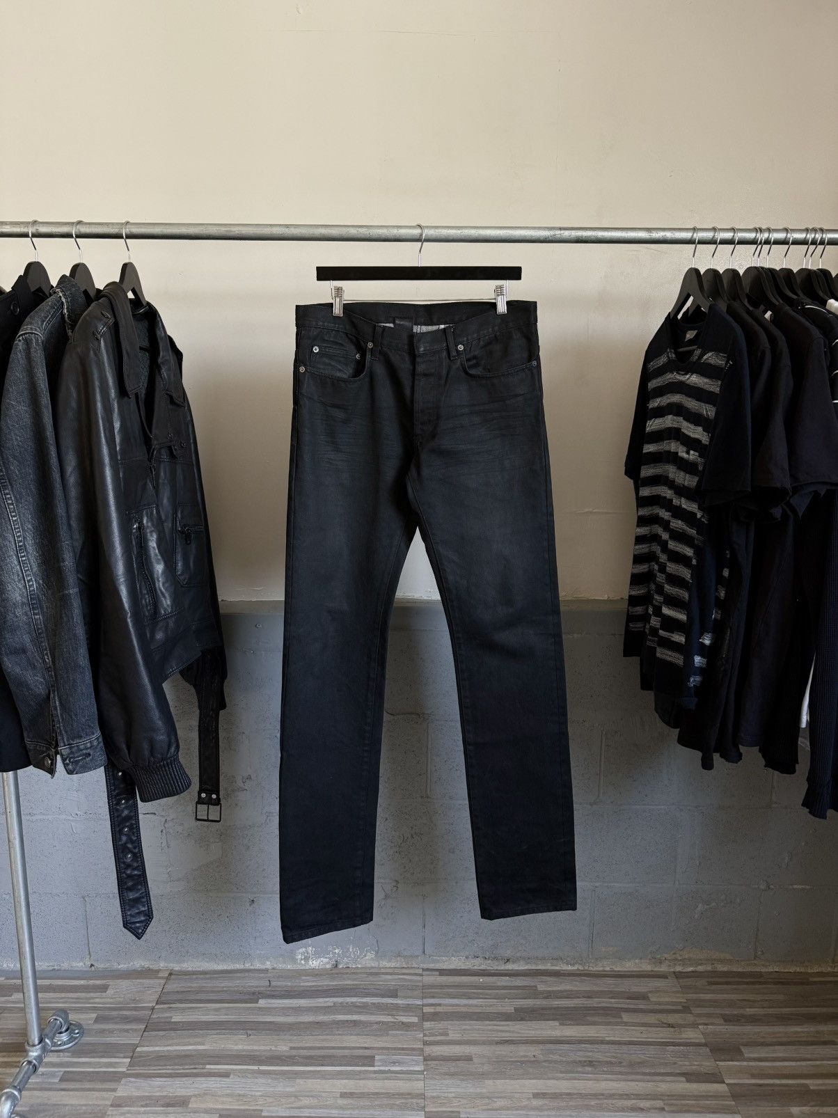 Dior SS06 “The World Was A Mess” Black Waxed Jeans - Hedi Slimane Size US 32 / EU 48 - 2 Thumbnail