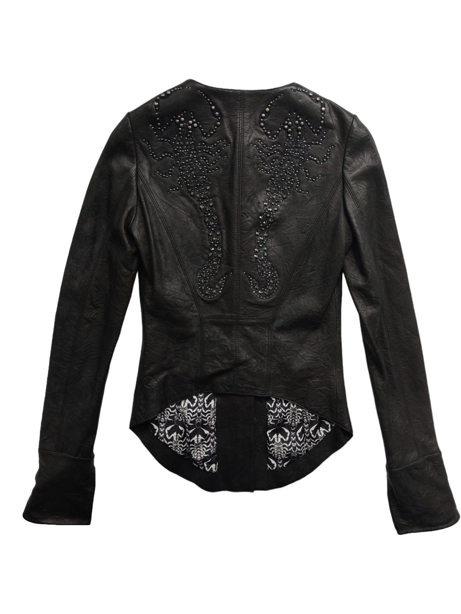 Thomas Wylde Thomas Wylde Black Round Neck Lamb Leather Jacket Size M / US 6-8 / IT 42-44 - 2 Thumbnail