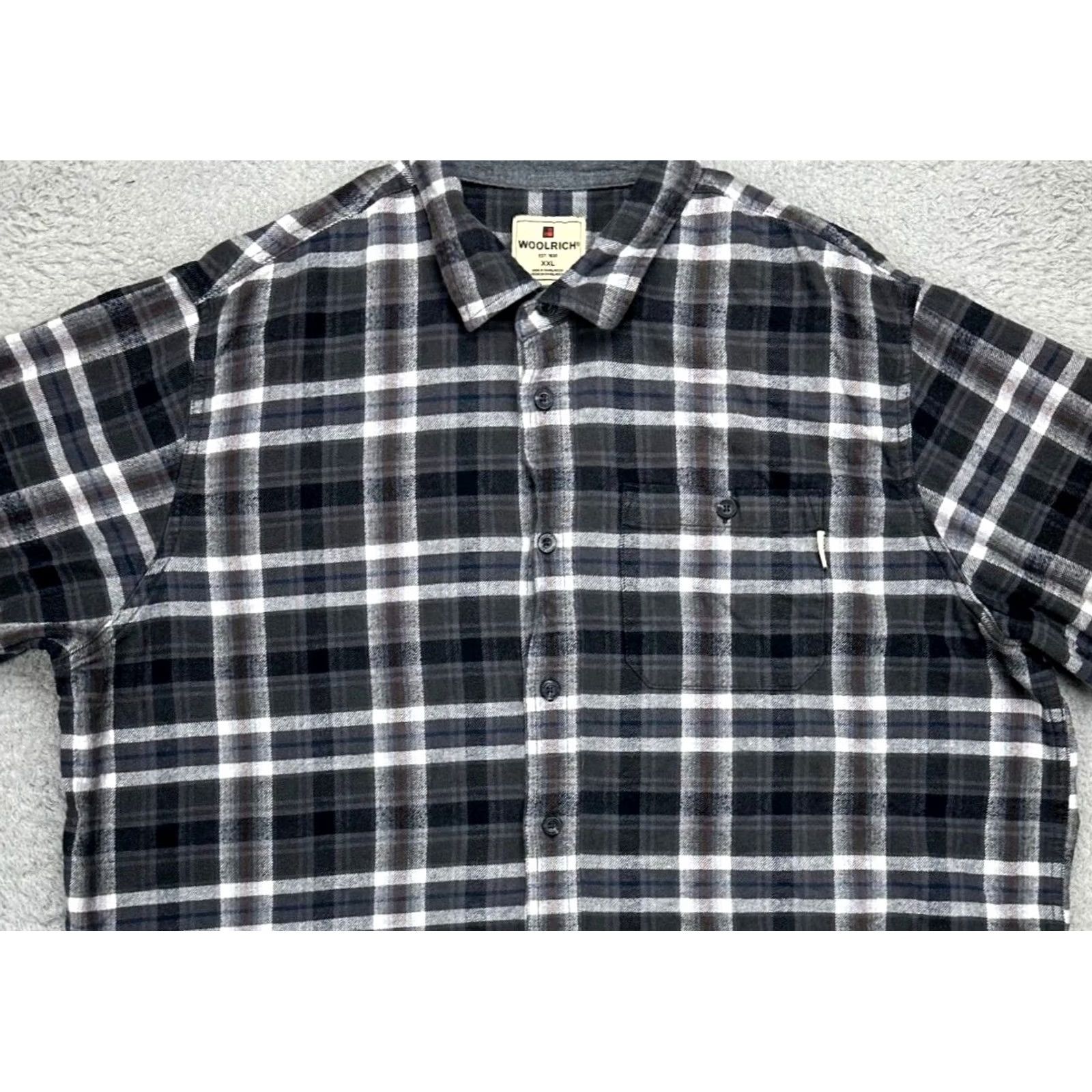 Vintage Woolrich Shirt Mens 2XL Gray Check Flannel 100% Cotton Button Up Long Sleeve Size US XXL / EU 58 / 5 - 2 Thumbnail