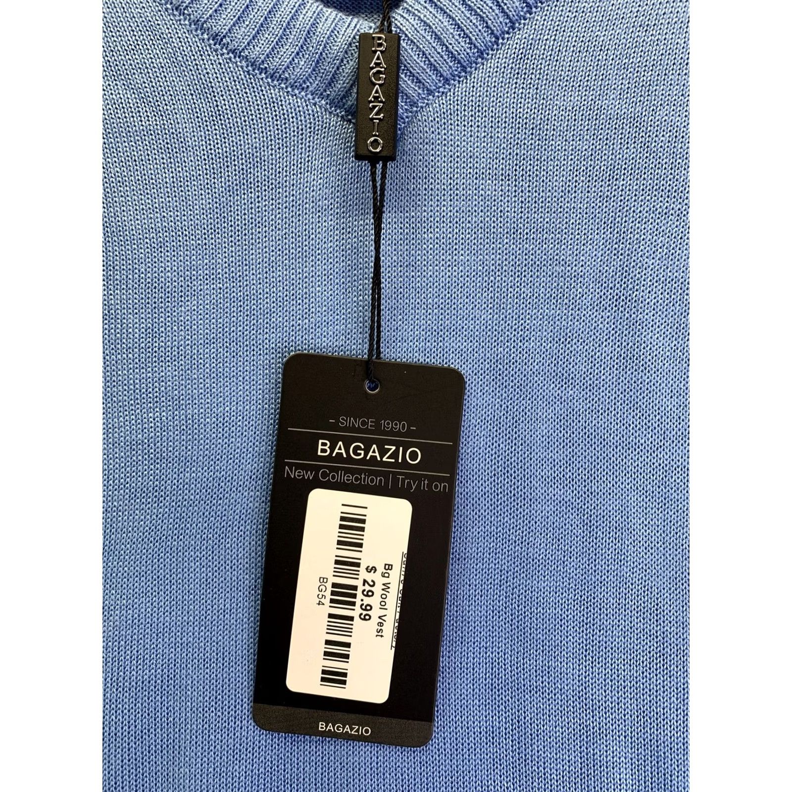 Vintage Bagazio Men’s L Blue V Neck Sweater Vest Shirt NWT-4656 Size US L / EU 52-54 / 3 - 3 Thumbnail