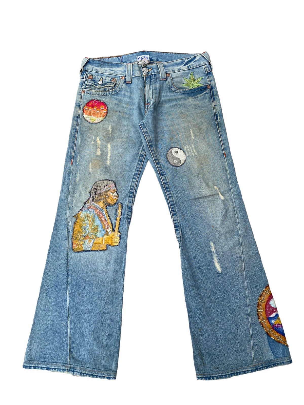 True Religion Vintage Collectible Item True Religion Patchwork Flare Pant Size US 35 - 1 Thumbnail
