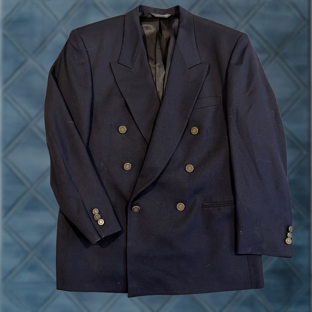 Pierre Cardin VINTAGE Pierre Cardin Blazer Wool Navy Double Breasted Gold Buttons 42R 41L Mens Jacket Sport Coat Size 42R - 1 Thumbnail