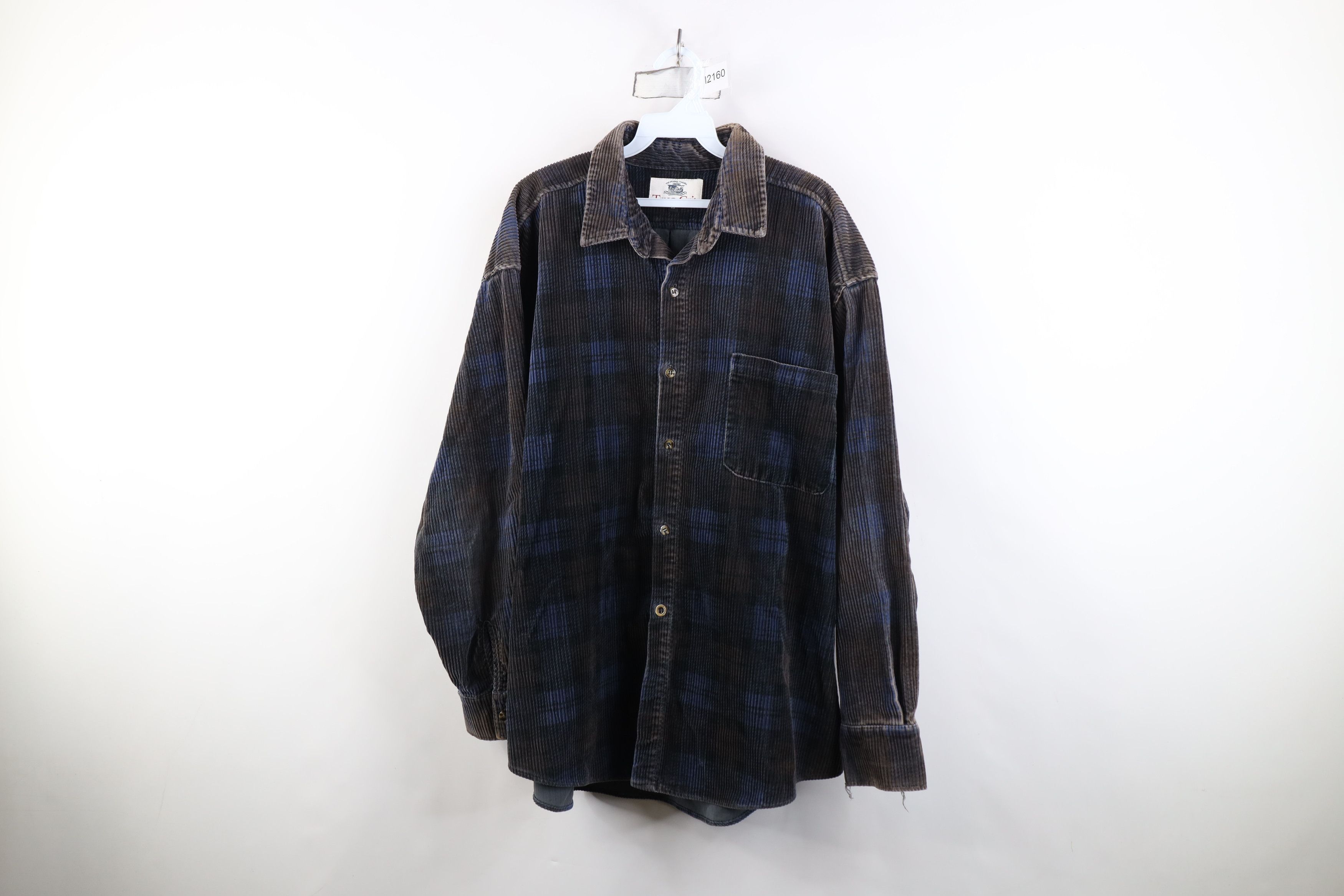Vintage Vintage 90s Streetwear Heavy Corduroy Button Shirt Plaid Size US L / EU 52-54 / 3 - 1 Thumbnail