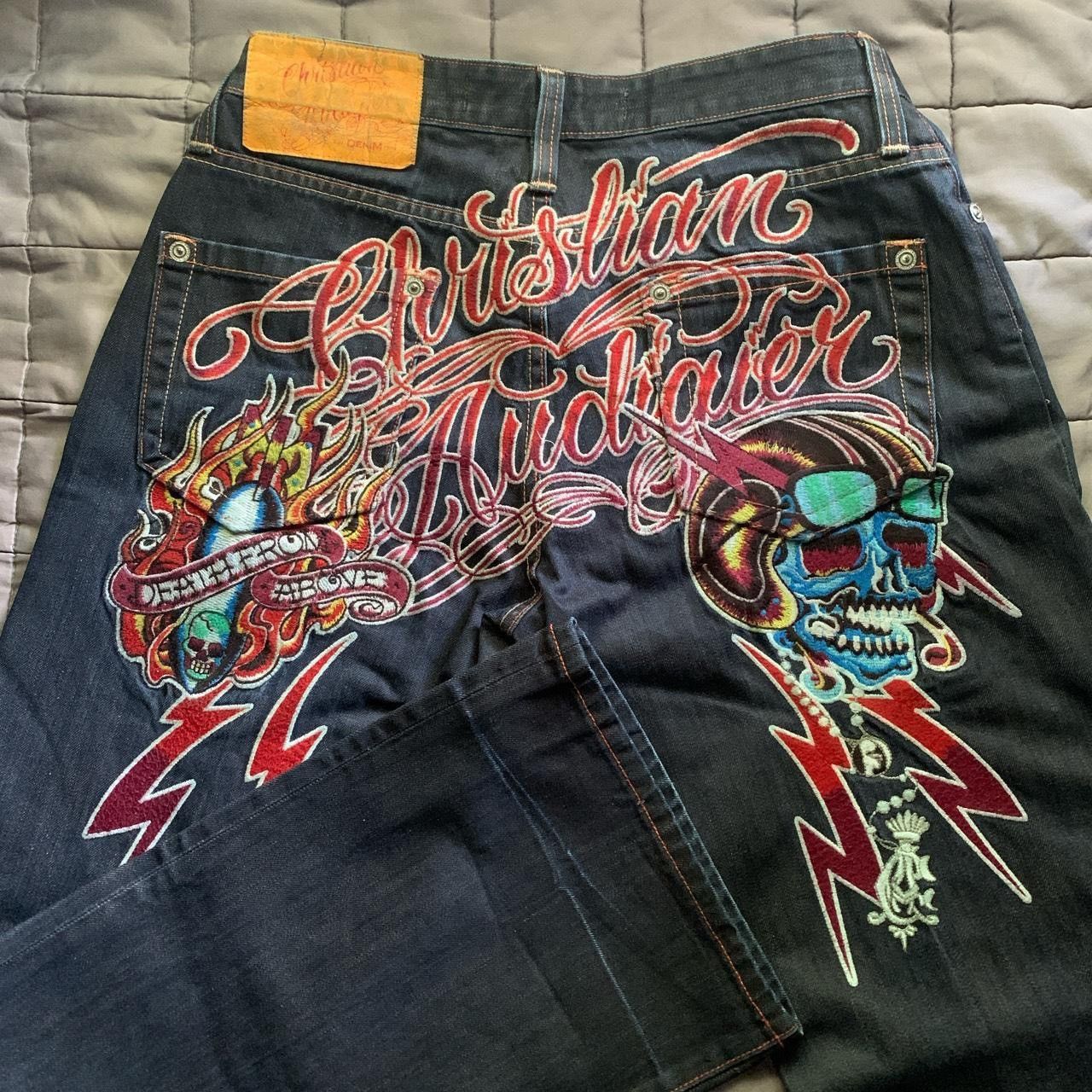 Ed Hardy × Vintage Christian Audigier jeans/ Waist 34/Length 34 Size US 34 / EU 50 - 1 Thumbnail