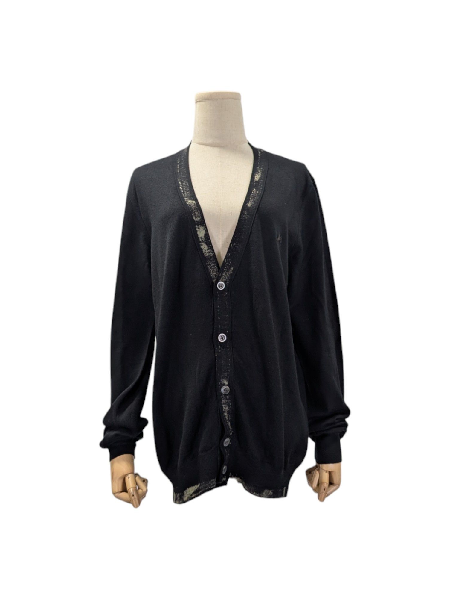 MCQ Black Cardigan With Patterned Collar Size US M / EU 48-50 / 2 - 1 Thumbnail