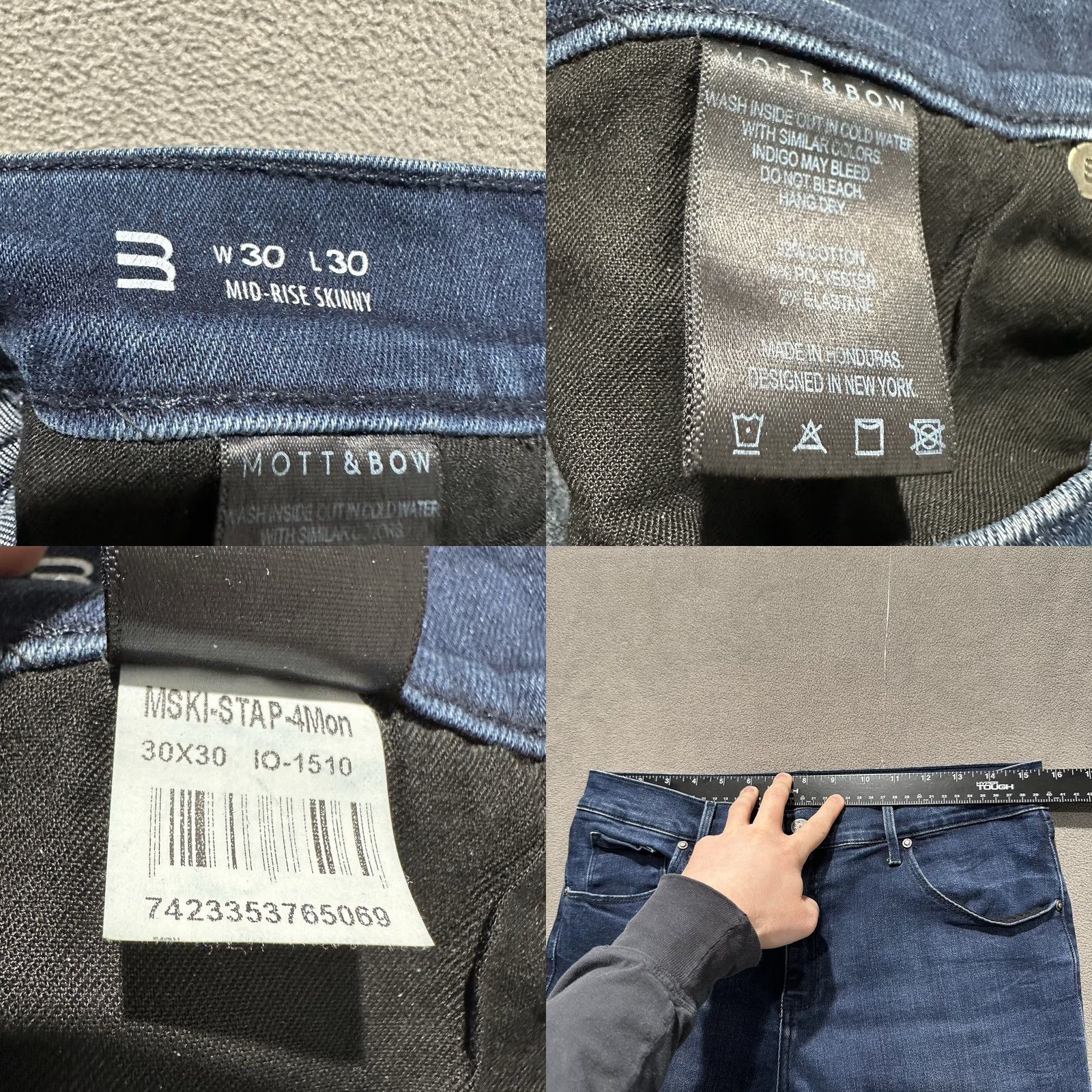 Mott & Bow Mott & Bow Jeans Men Slim 31x29 Blue Denim Mid Rise Skinny Fit Stretch GUC Size US 31 - 8 Thumbnail