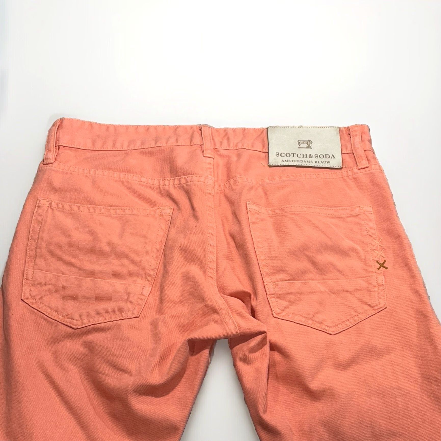 Scotch & Soda Scotch & Soda Jeans Mens 30x28.5 Salmon Denim Ralston Straight Casual Workwear Zip Pockets Logo Vintage No Pattern Cotton Denim Size US 30 / EU 46 - 6 Thumbnail