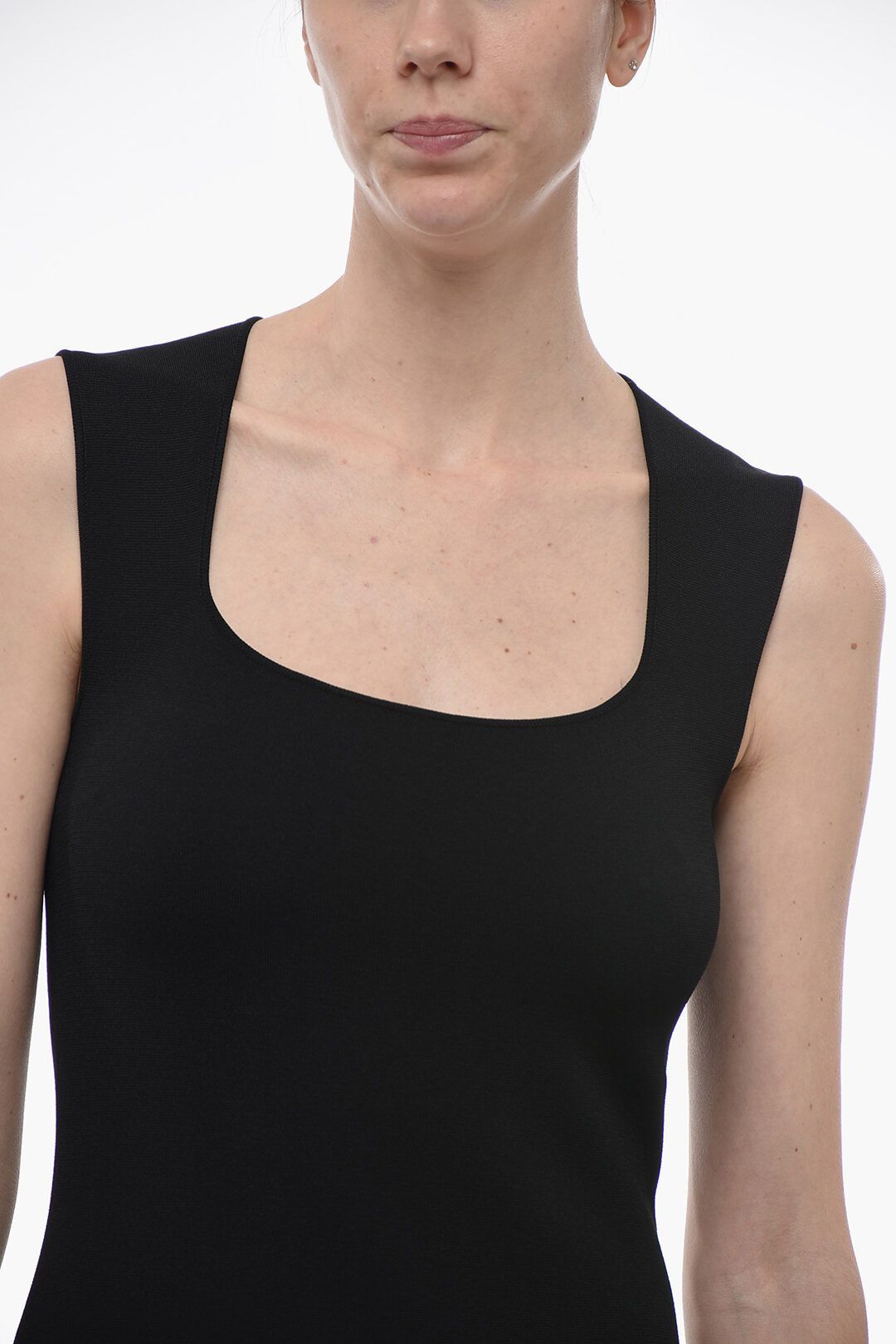 Stella McCartney og1mm0824 Flared Bottom Knitted Dress in Black Size M / US 6-8 / IT 42-44 - 3 Thumbnail
