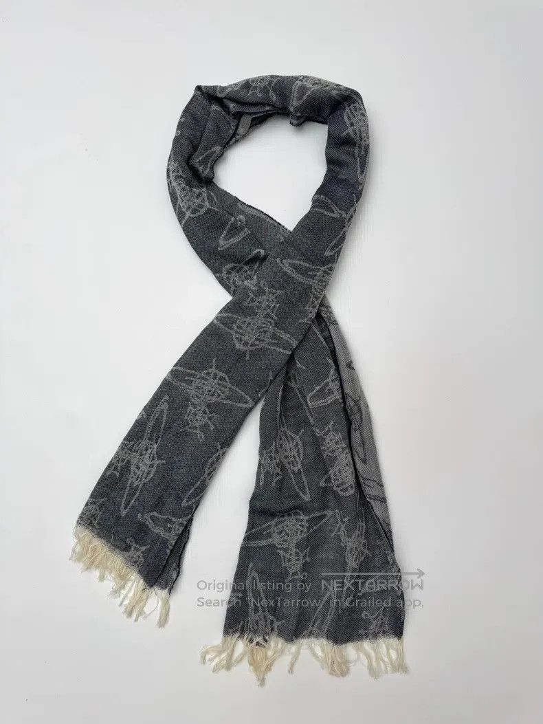 Vivienne Westwood Vivienne Westwood size 37*160cm Grey Saturn Floral Knit Sca Size ONE SIZE - 5 Thumbnail
