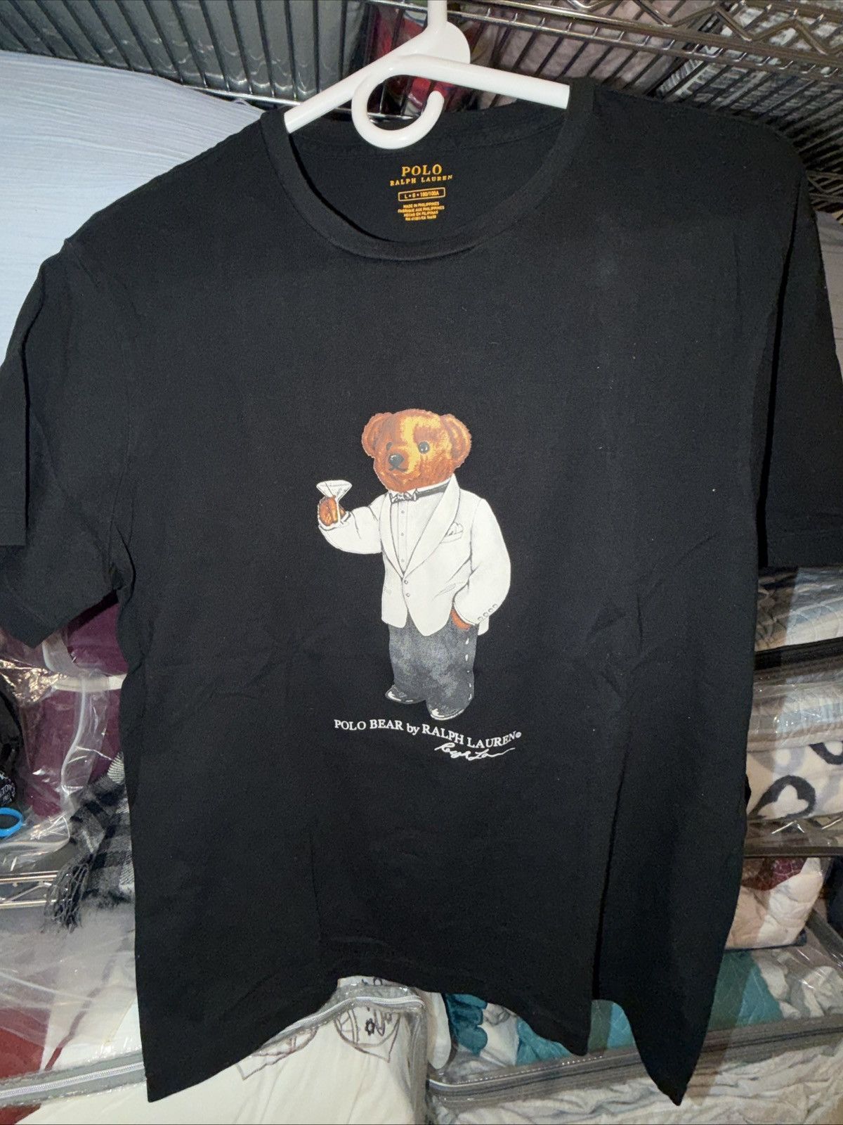 Polo Ralph Lauren Black Cotton Dinner Tux Bear Crew T-Shirt