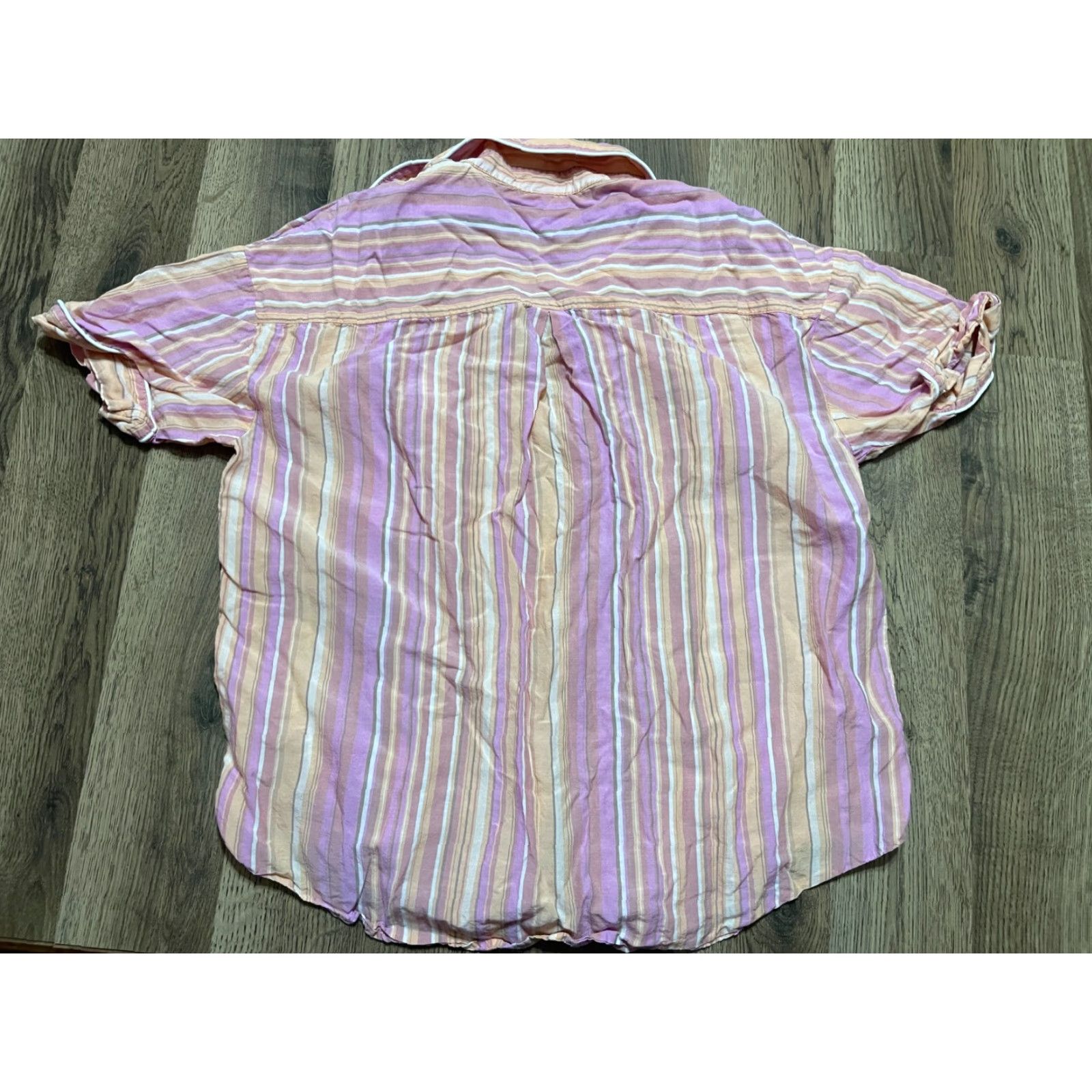 Vintage Stars Above 2 pc Set Womens Size Medium Pink White Orange Button up + Shorts Outfit/Set Size 32" / US 10 / IT 46 - 2 Thumbnail