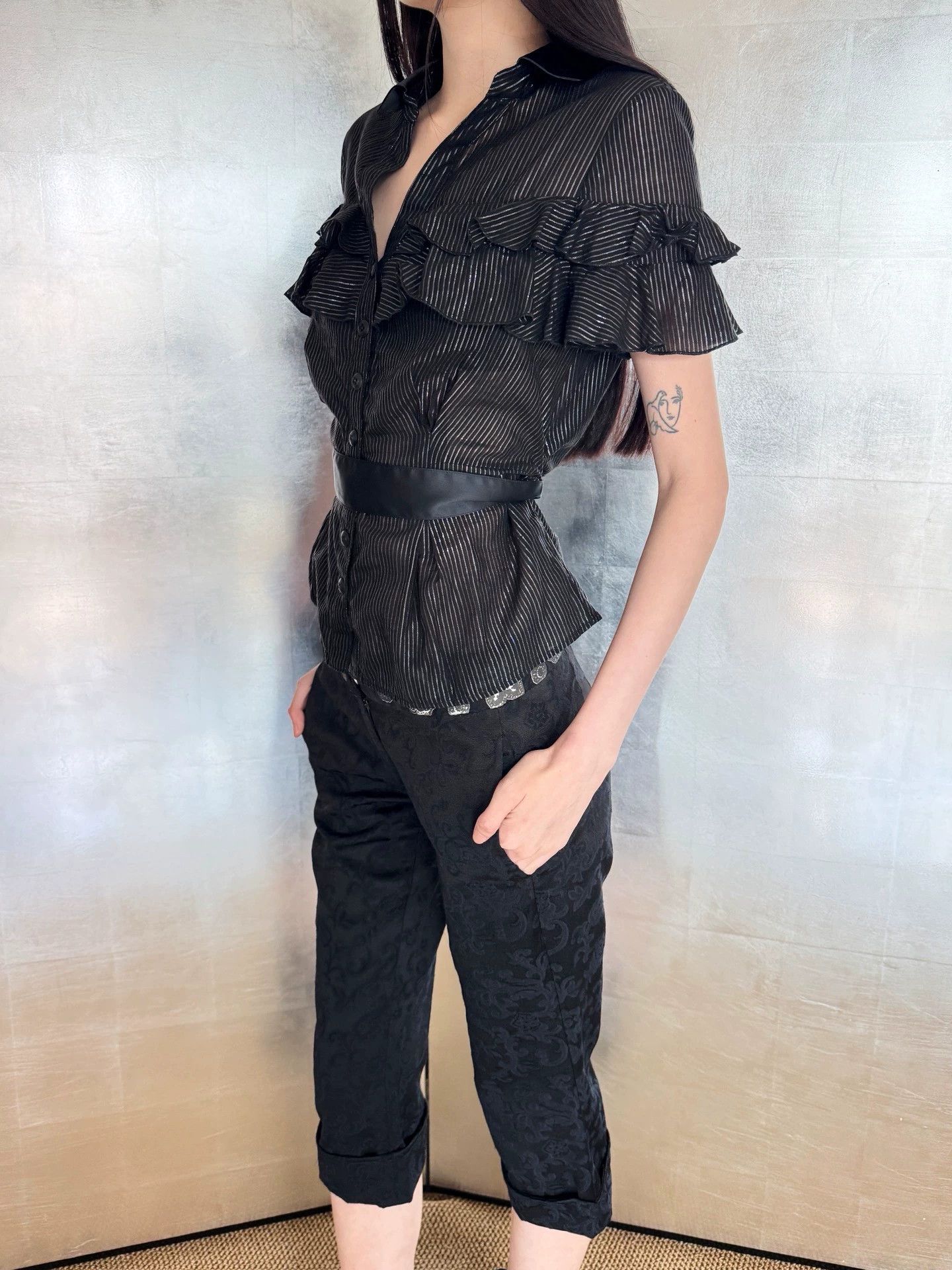 Just Cavalli Just Cavalli Striped Wavy Belted Short Top 40 Vtg Size S / US 4 / IT 40 - 3 Thumbnail
