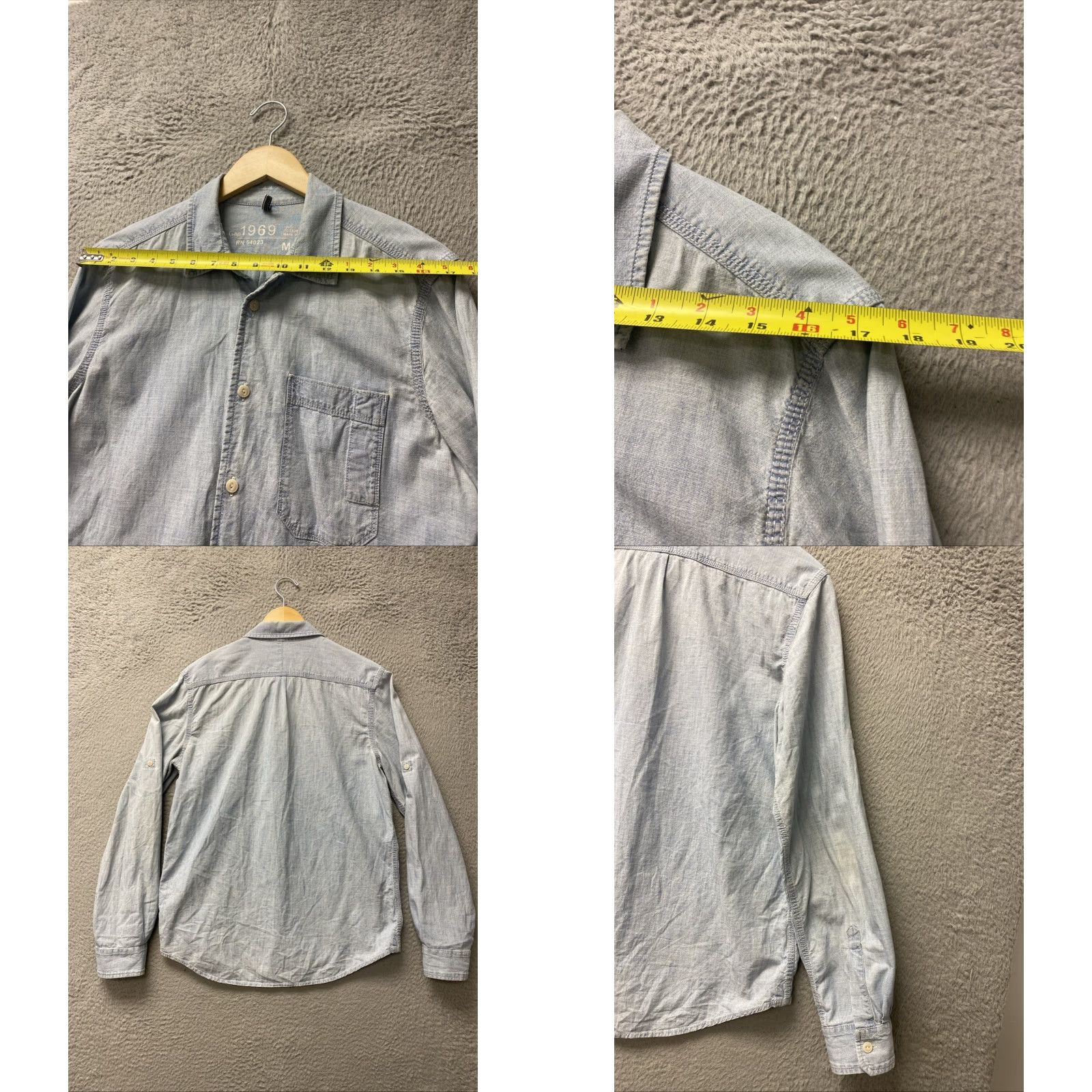 Gap VINTAGE Gap Blue Denim Shirt Mens Size M Long Sleeve Button-Down Casual Size US M / EU 48-50 / 2 - 8 Thumbnail