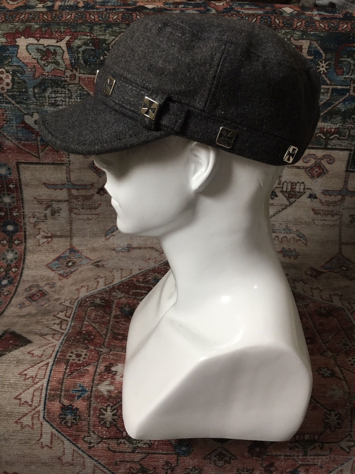Japanese Brand Grey Spike Cross Cadet Hat Size ONE SIZE - 3 Thumbnail