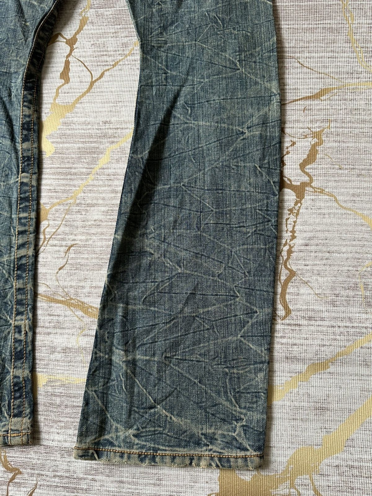 Japanese Brand FLARE Rattle Trap Claw Marks Distressed Curve Leg Denim Size US 32 / EU 48 - 14 Thumbnail