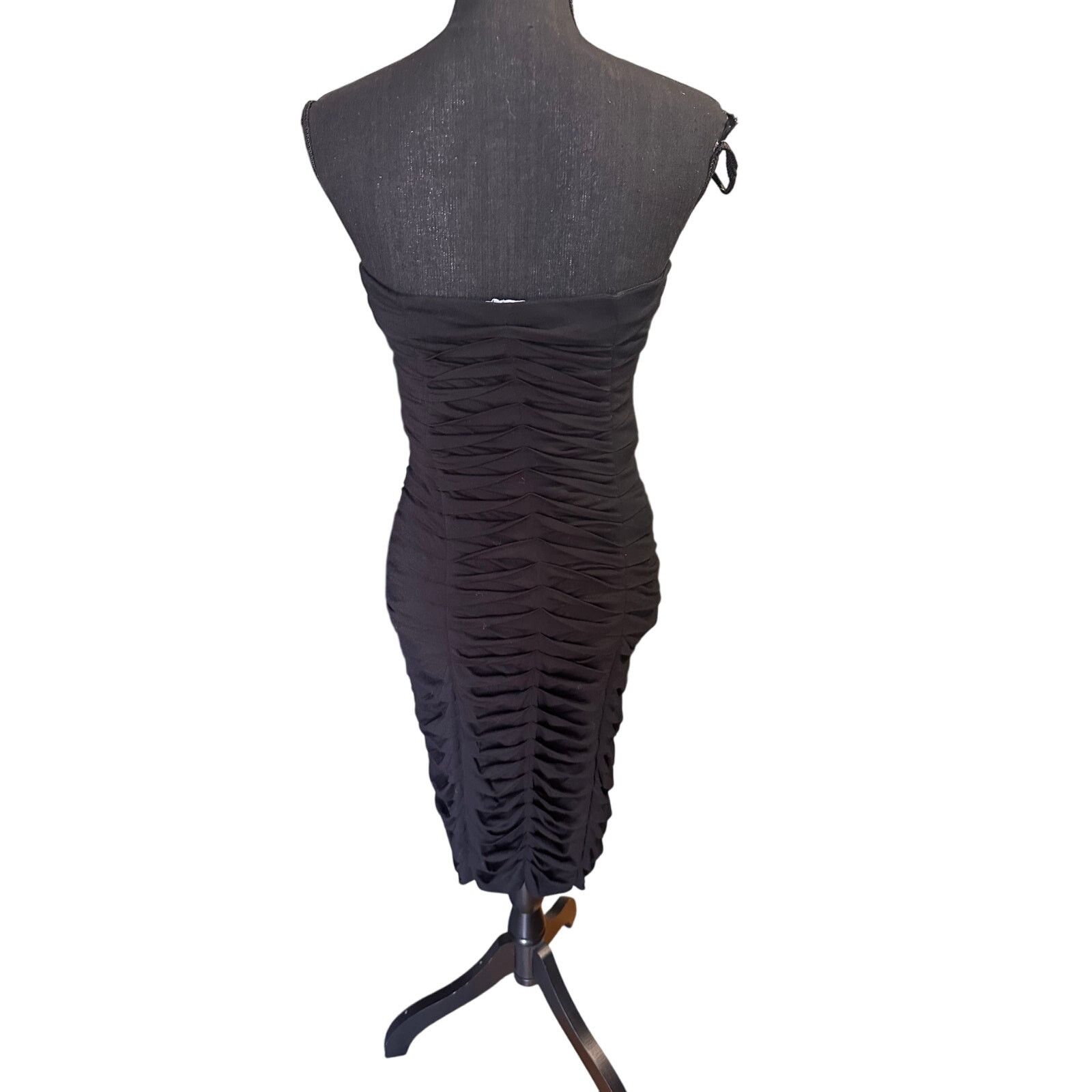 Bebe BEBE Black Rouched Bodycon Strapless Dress Size M / US 6-8 / IT 42-44 - 4 Thumbnail