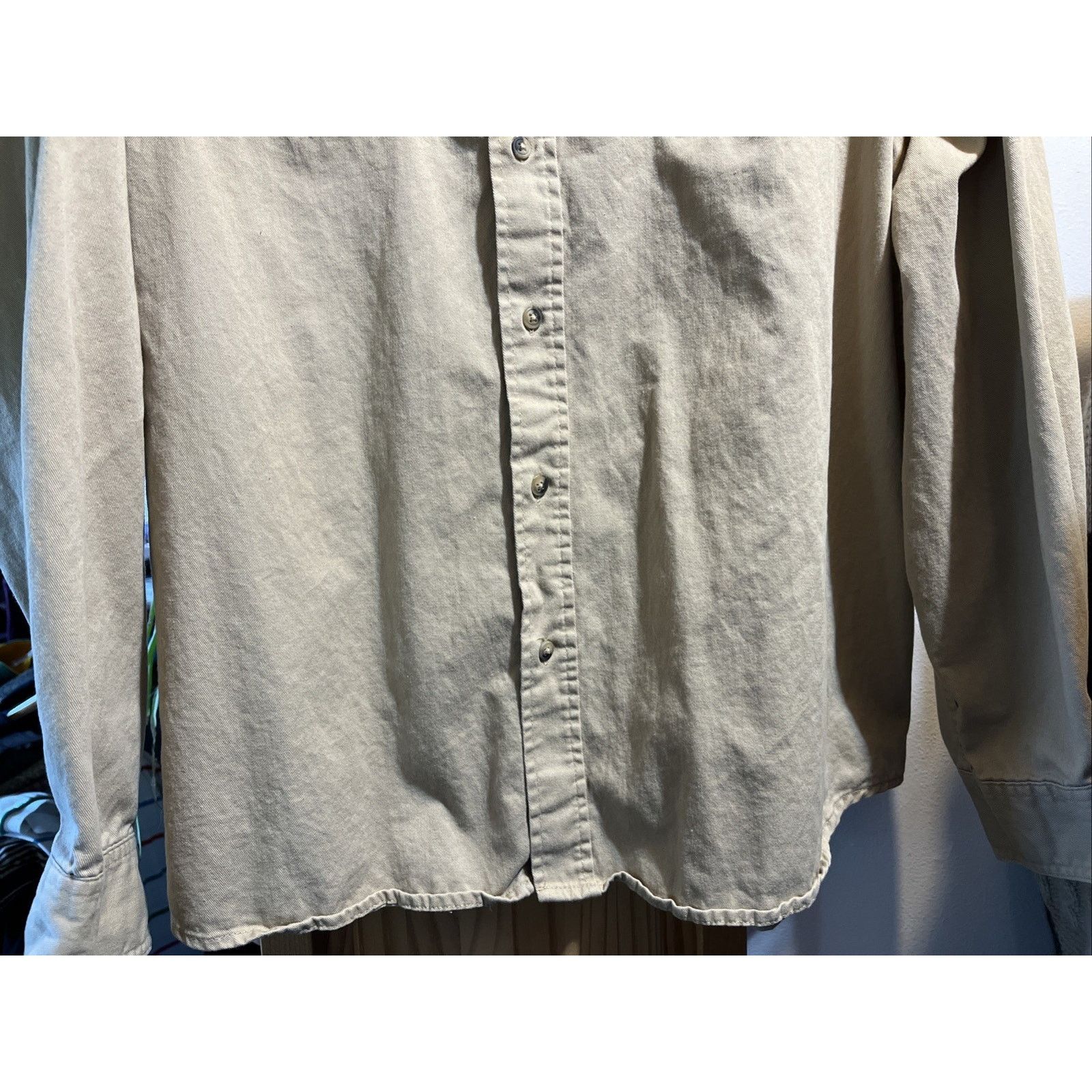 Wrangler Wrangler Cotton Men's Shirt XXL Long Sleeve Canvas Brown Size US XXL / EU 58 / 5 - 6 Thumbnail