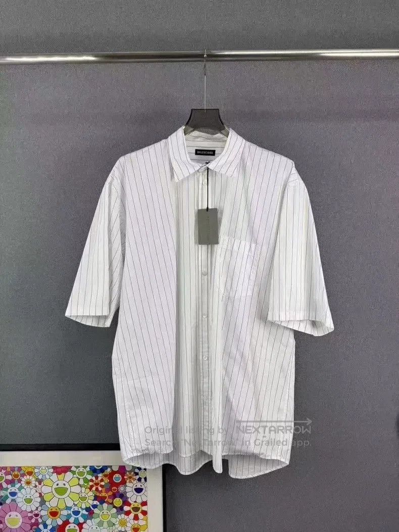 Balenciaga Balenciaga size 41 Striped Back Email Short Sleeve Shirt Size US L / EU 52-54 / 3 - 1 Thumbnail