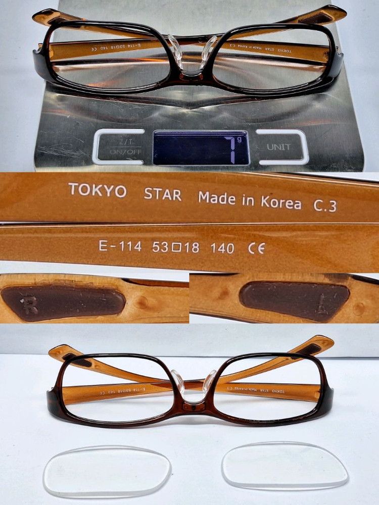 Other TOKYO STAR E-114 Ultralight 7g Ultem Glasses Frame Brown Size ONE SIZE - 9 Thumbnail