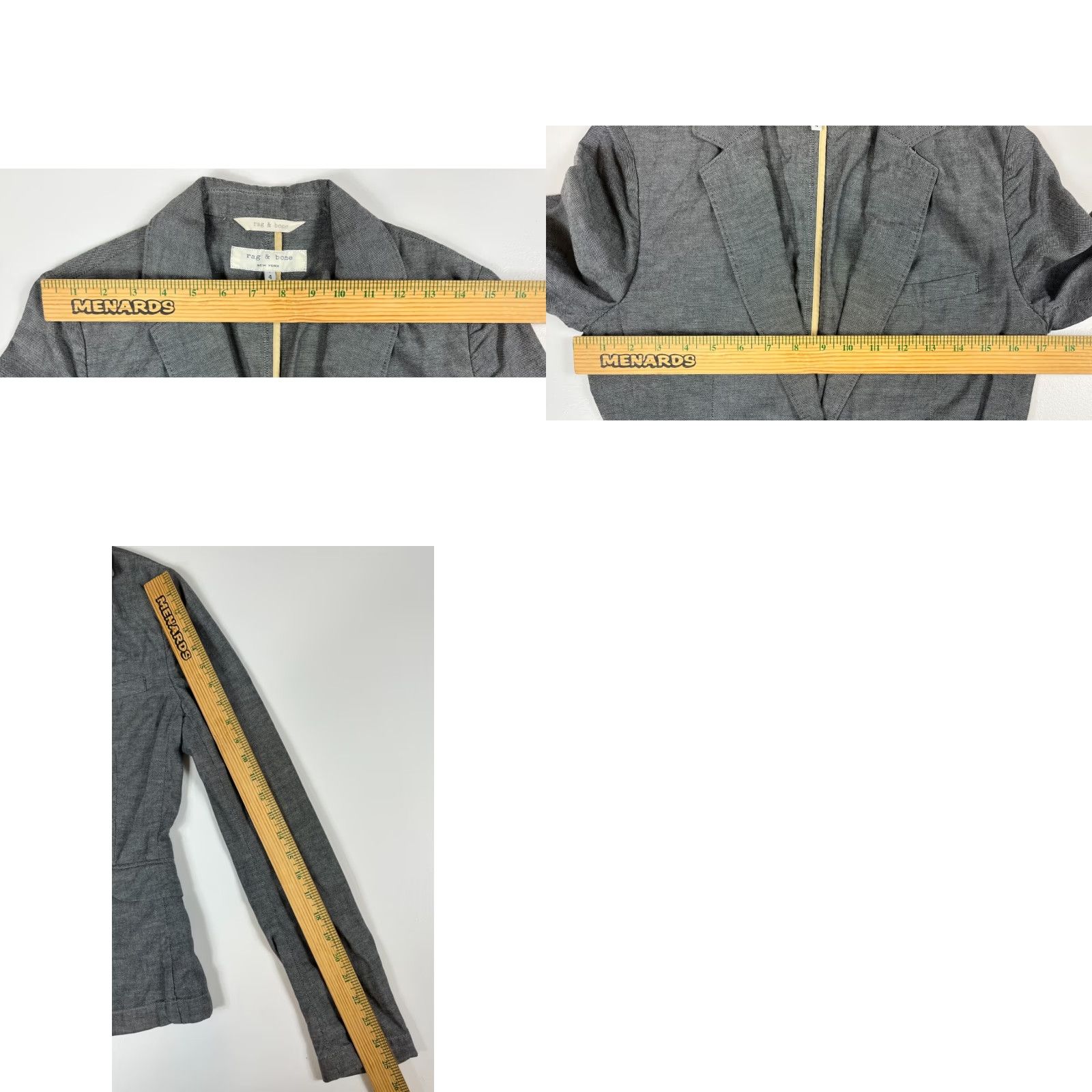Rag & Bone VINTAGE Rag & Bone Blazer Jacket Womens Made in USA Gray Size 4 City Classic Designer 90s 00s Pockets Lightweight Button Closure Mid-Length Size S / US 4 / IT 40 - 9 Thumbnail