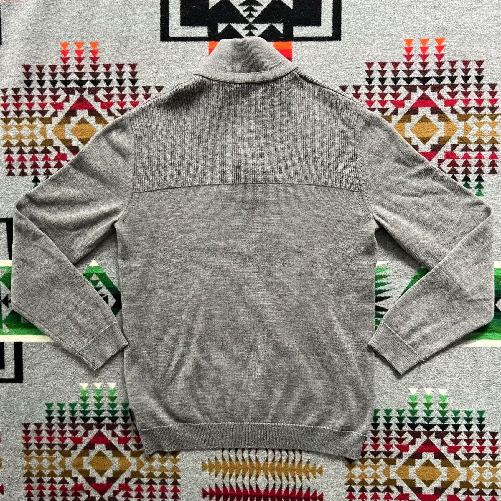 Hugo Boss HUGO BOSS Wool Sweater Mens Large Gray 1/4 Button Pullover C8 Size US L / EU 52-54 / 3 - 2 Thumbnail