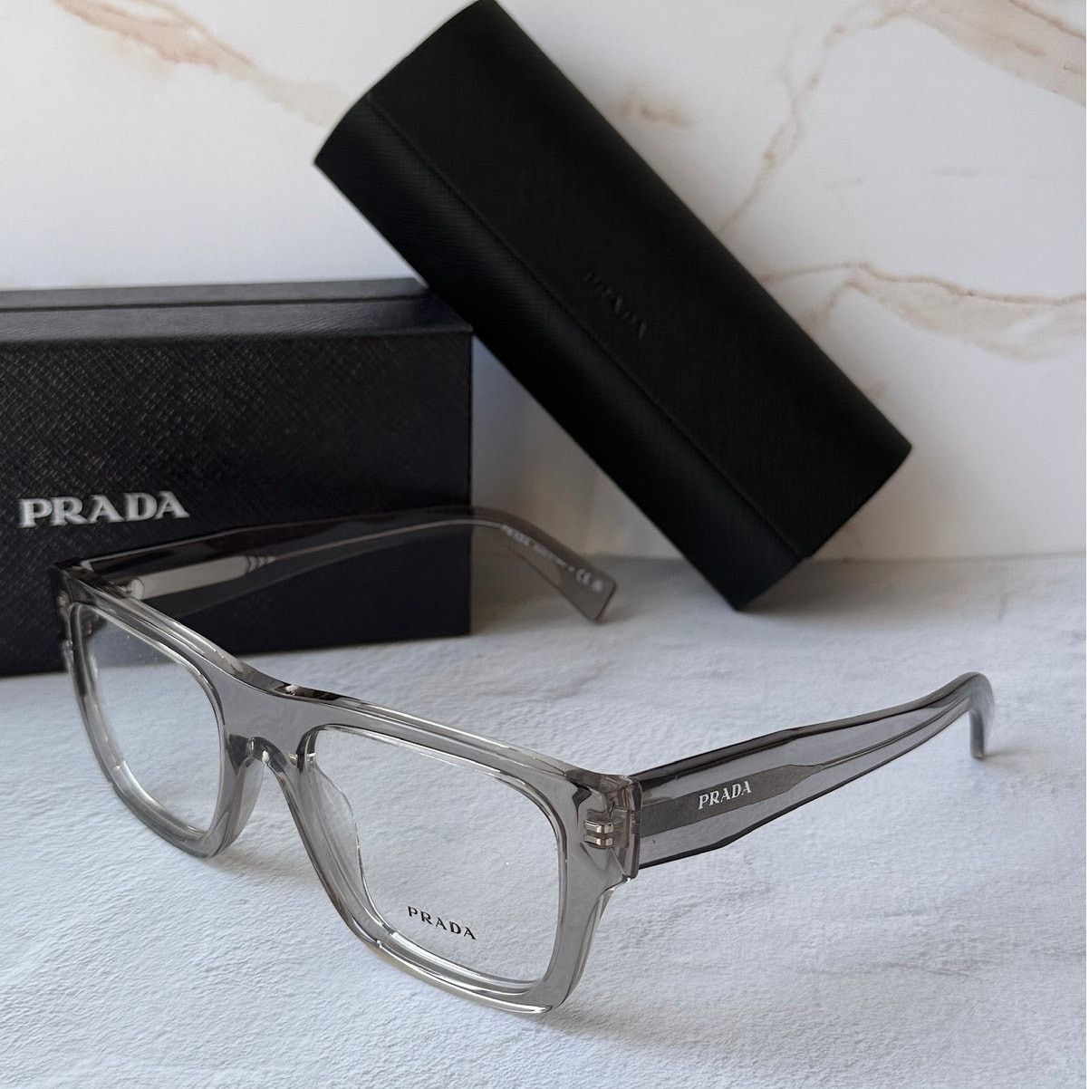 Prada NEW Prada PR C01V Transparent Grey Unisex Eyeglasses Frames Size ONE SIZE - 1 Thumbnail