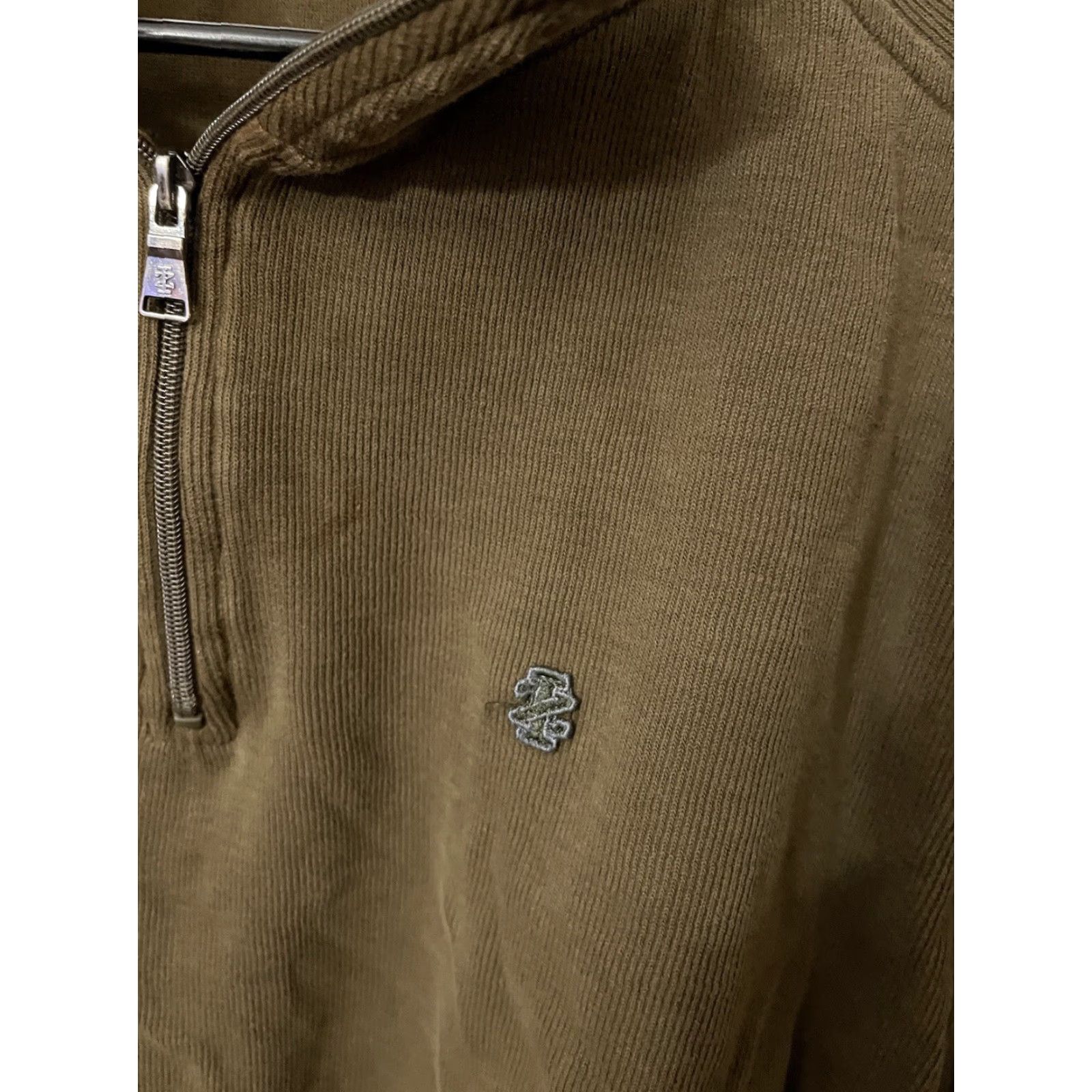 Izod IZOD Solid Brown Long Sleeve Men Pullover Zip 1/4 Subtle Classic Relaxed Polyester Size US L / EU 52-54 / 3 - 4 Thumbnail
