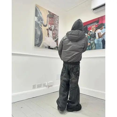 VIBE Retro Wash Baggy Embroidered Straight Jeans Size US 32 / EU 48 - 4 Thumbnail
