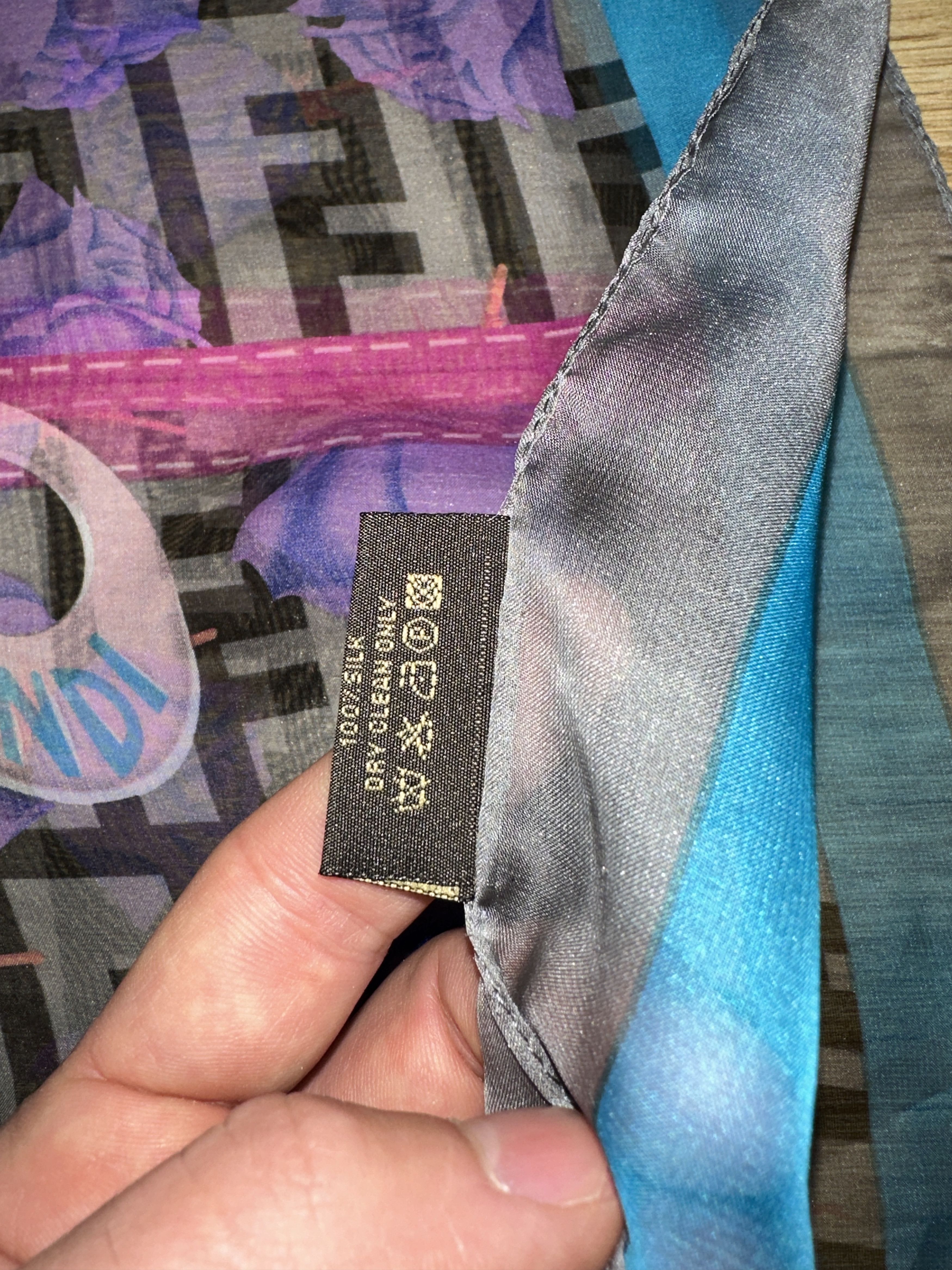 Fendi Fendi FF Logo Purple Floral Sheer Silk Scarf Large 170x72cm Size ONE SIZE - 6 Thumbnail