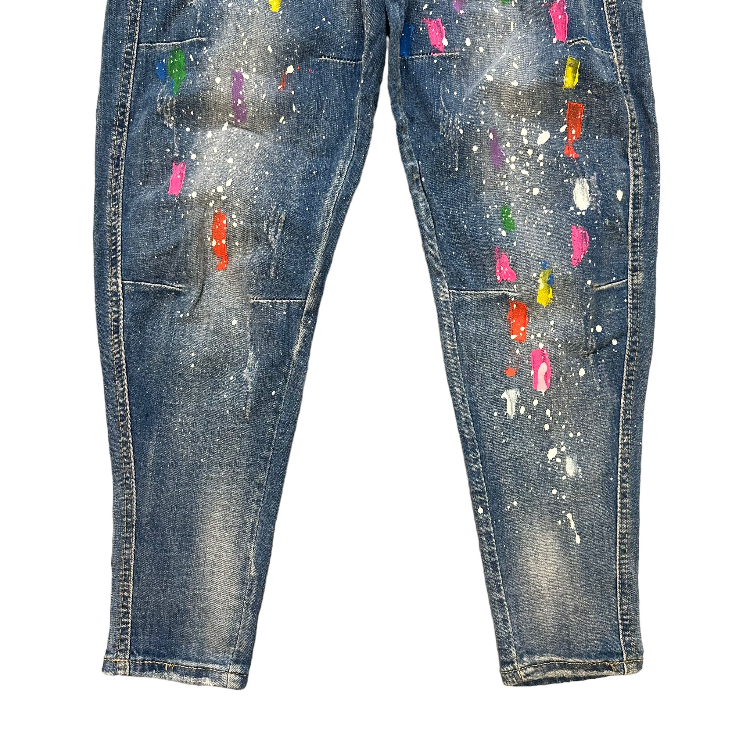 Japanese Brand LIANG DIAN PAINT SPLATTER BALLOON JEANS #8638-018 Size 28" / US 6 / IT 42 - 4 Thumbnail