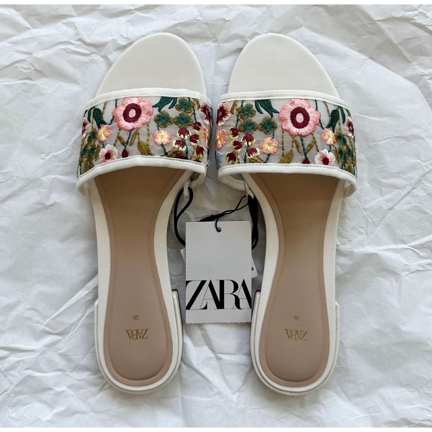 Zara ZARA Floral Sandals NWT Size US 7.5 / IT 37.5 - 6 Thumbnail