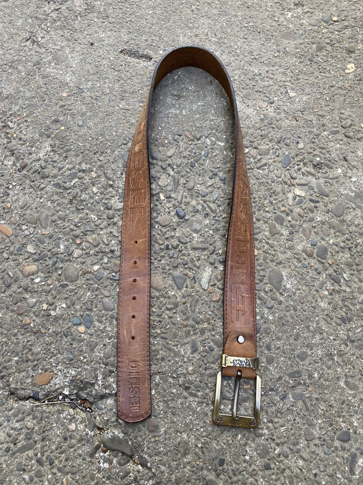 Diesel Diesel Brown Leather Belt Vintage Style Logo Embossed Size ONE SIZE - 4 Thumbnail