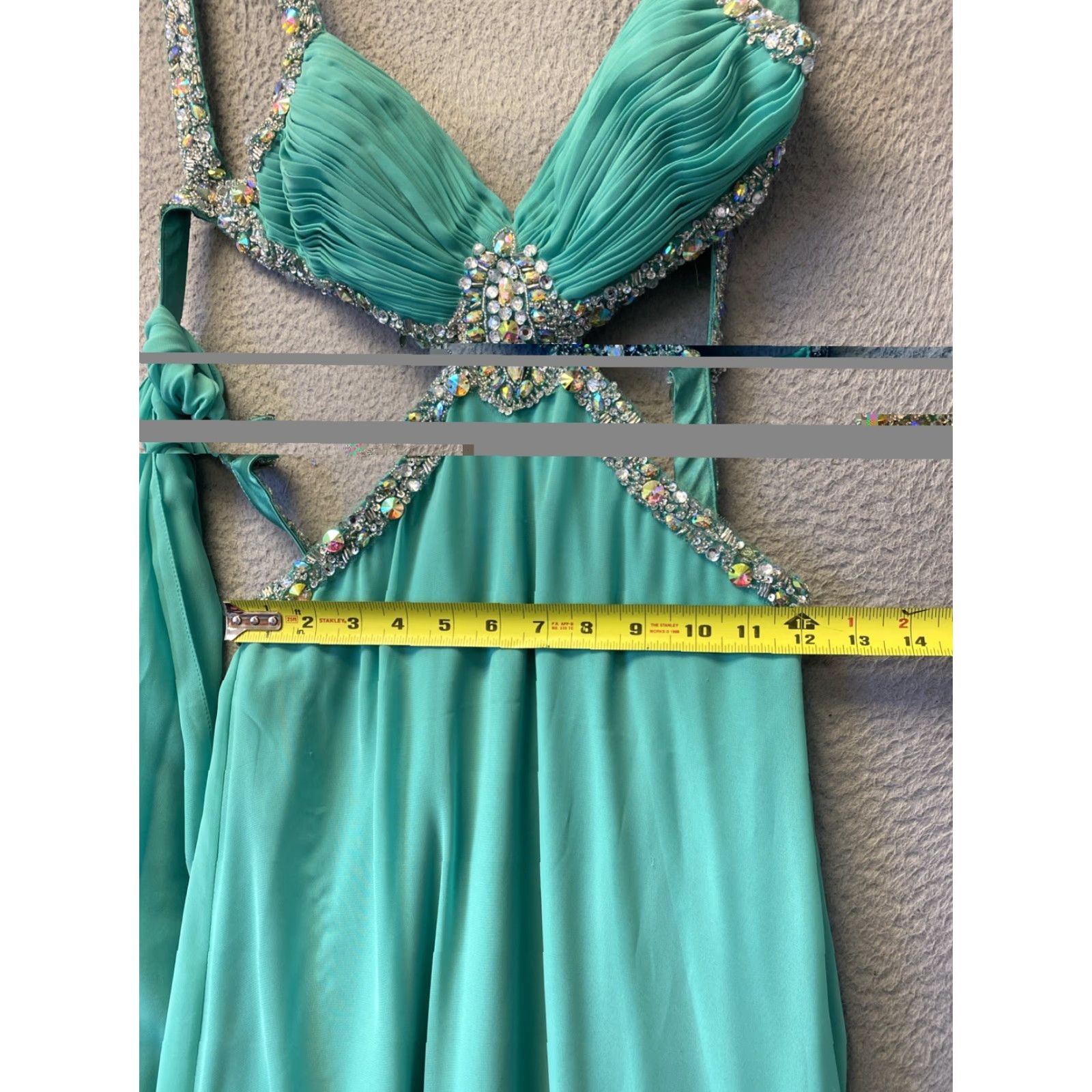 Altea Cinderella Divine Dress Size 4 Teal Green Maxi Sleeveless Fit & Flare Long 65" Wedding Womens Size S / US 4 / IT 40 - 7 Thumbnail