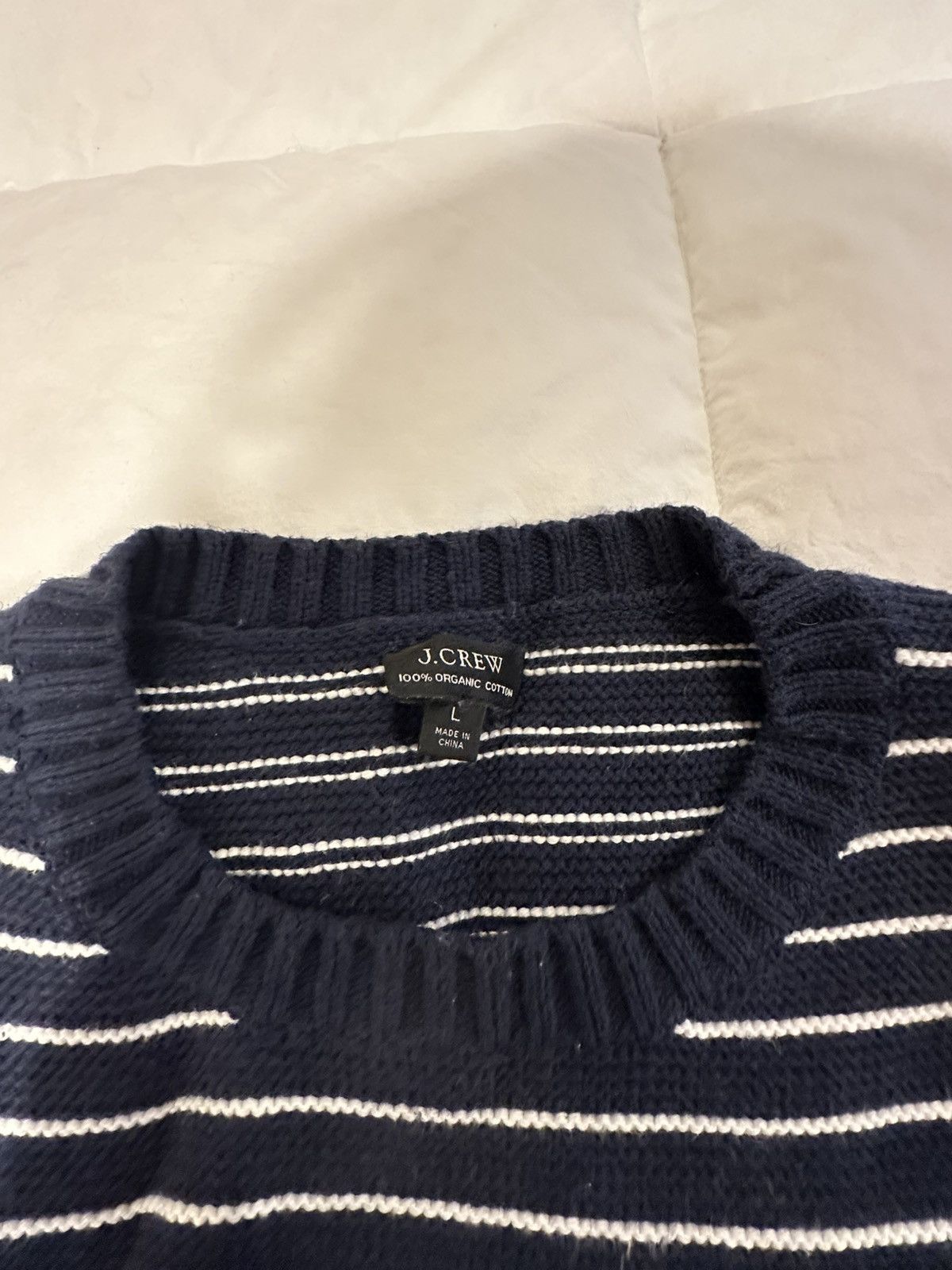 J.Crew Navy and White striped Sweater Size US L / EU 52-54 / 3 - 2 Thumbnail