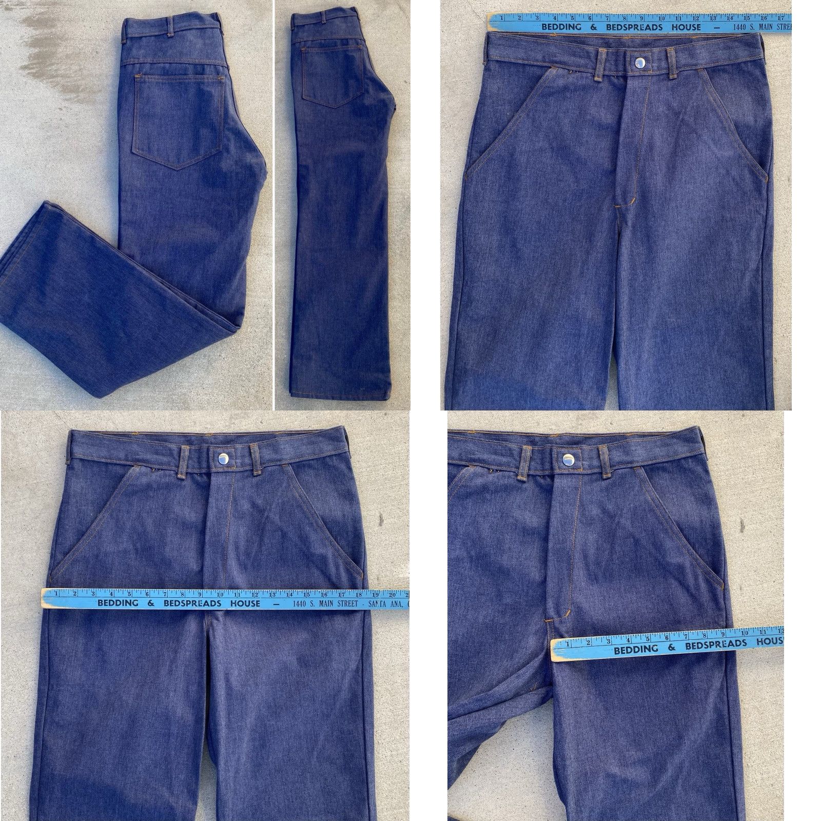 Denime VINTAGE PIA Jeans Denim Work Pants 32.5 in waist 31 Inseam Scovill Snap Blue Rockabilly Mens Size US 33 - 11 Thumbnail