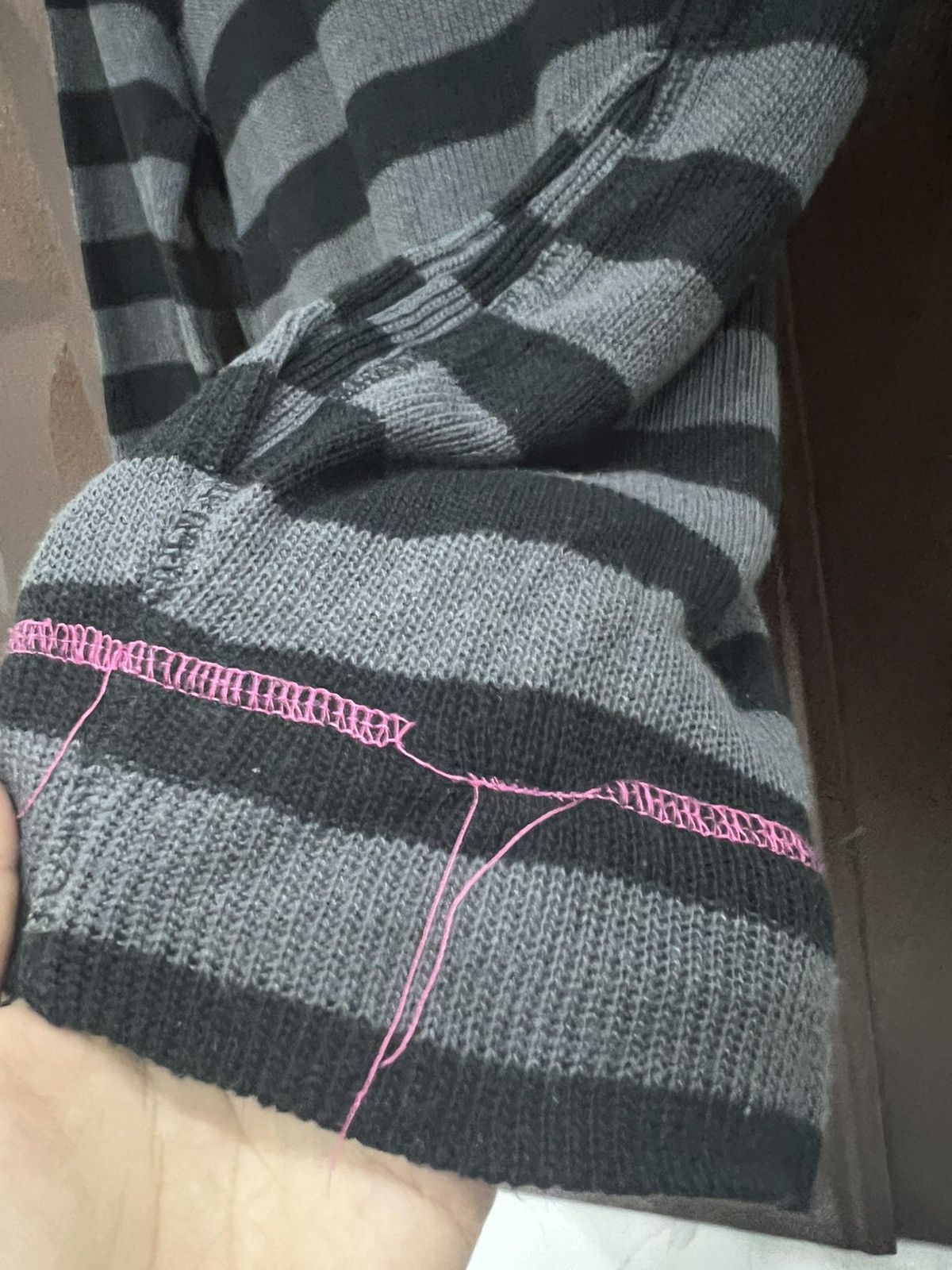 Japanese Brand PPFM Medium Over Striped Mall Goth Sweater with Hood Size US M / EU 48-50 / 2 - 8 Thumbnail