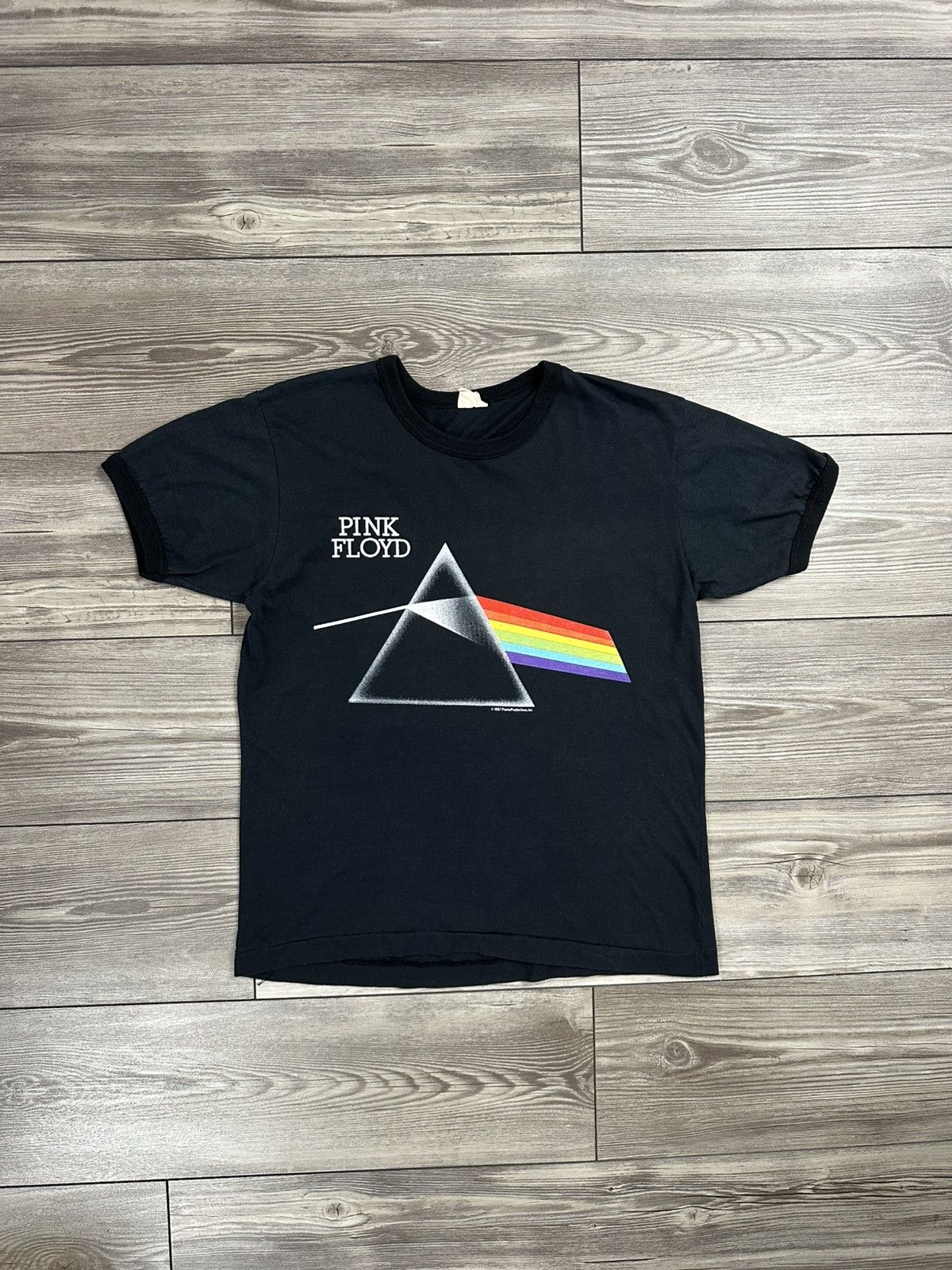 Band Tees × Vintage Vintage 80’s Pink Floyd Dark Side Of The Moon Ringer T Shirt Size US M / EU 48-50 / 2 - 1 Thumbnail